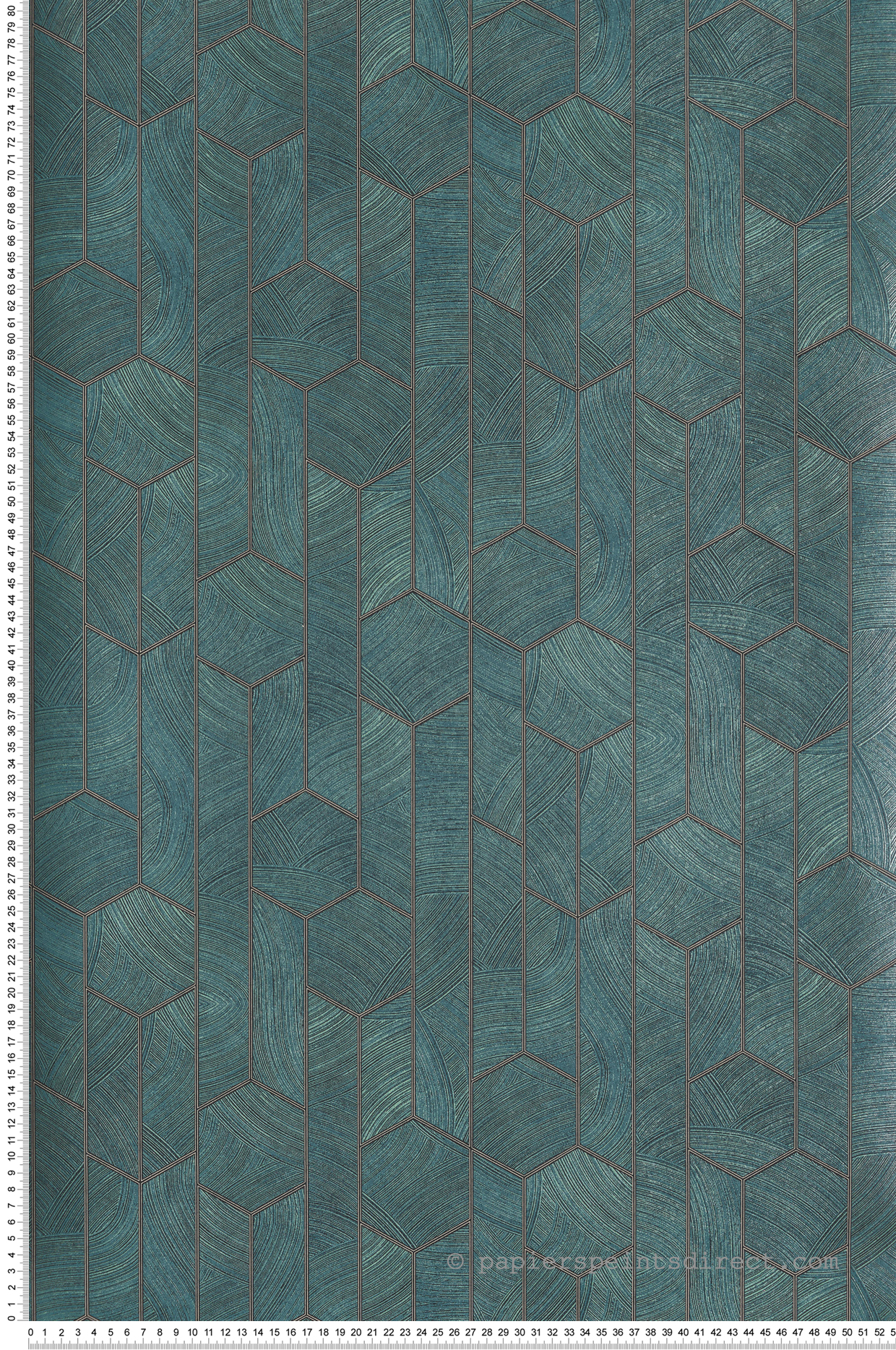 Papier peint Géométrique Kantha bleu paon métallisé - Summer de Masureel | Réf. MAS-SUM104