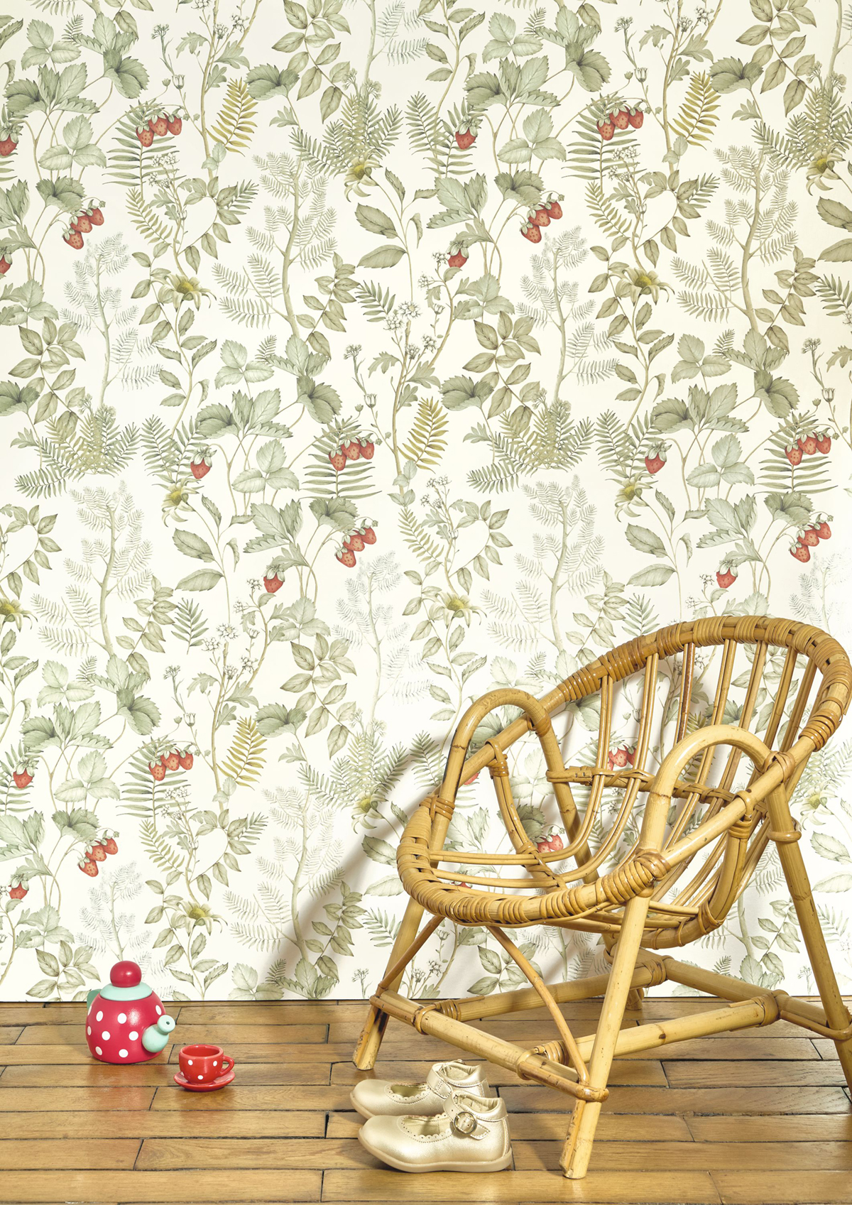 Papier peint Fraisier Strawberry Field écru - Heritage de Casadéco AMB2 | Réf. HETA201217155