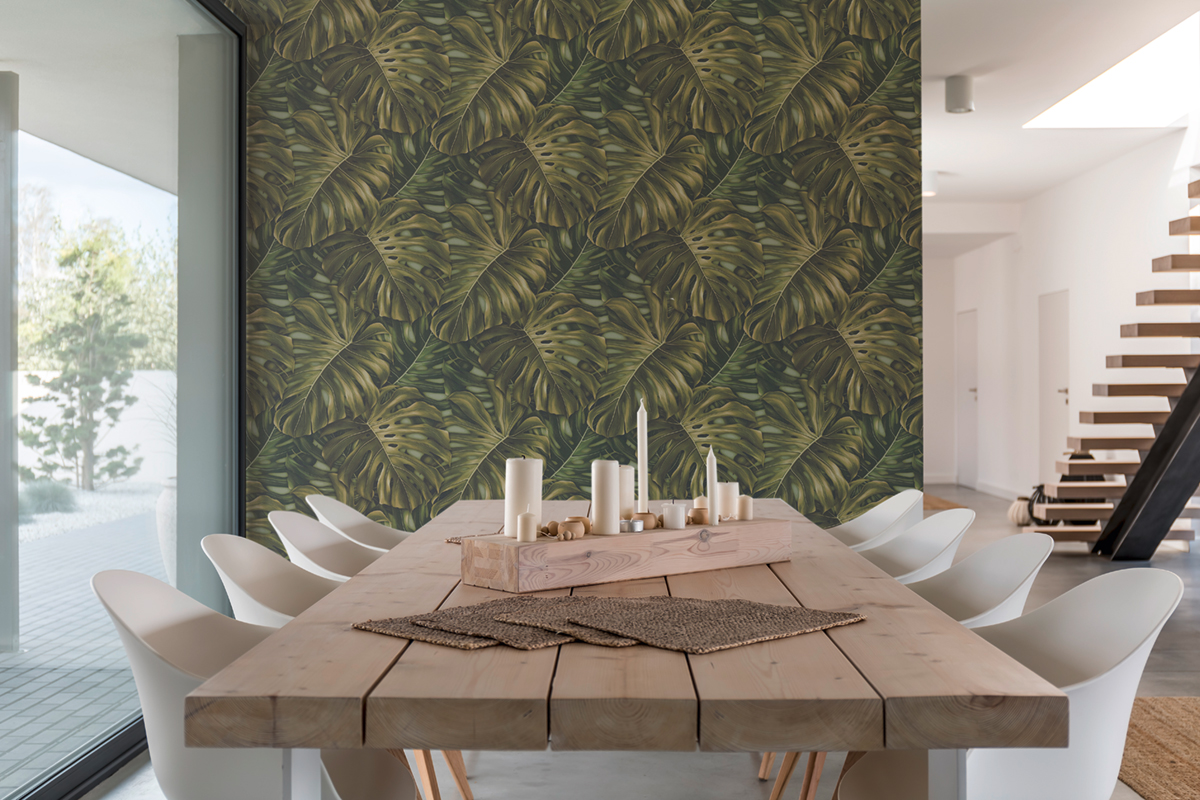 Papier peint Feuille de Monstera vert kaki - Pintwalls 2 d'A.S. Création | Réf. AS-397011