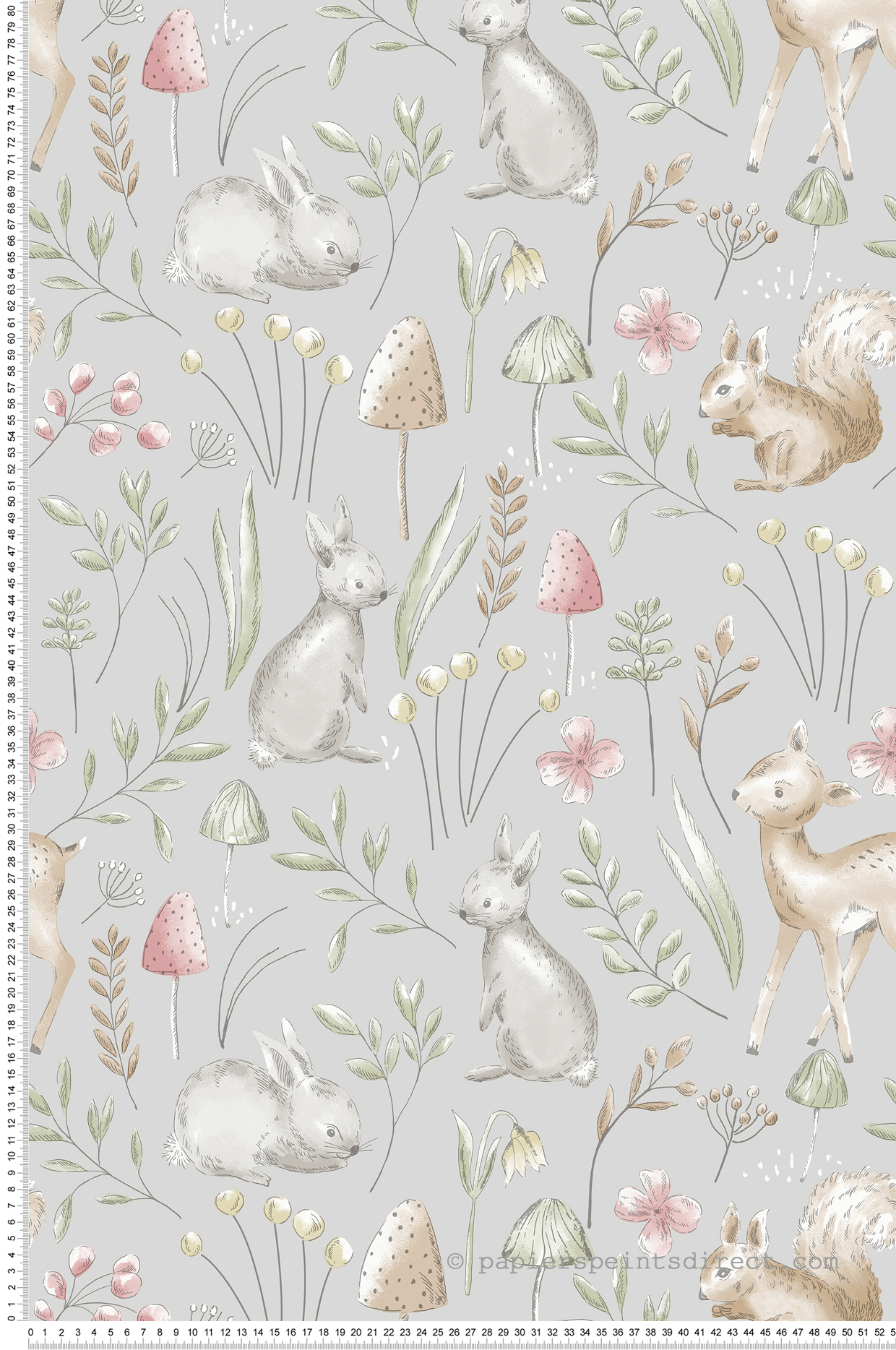 Papier peint Animaux Lapin Forêt gris - Imagine de Lutèce | Réf. LTC-DL27546