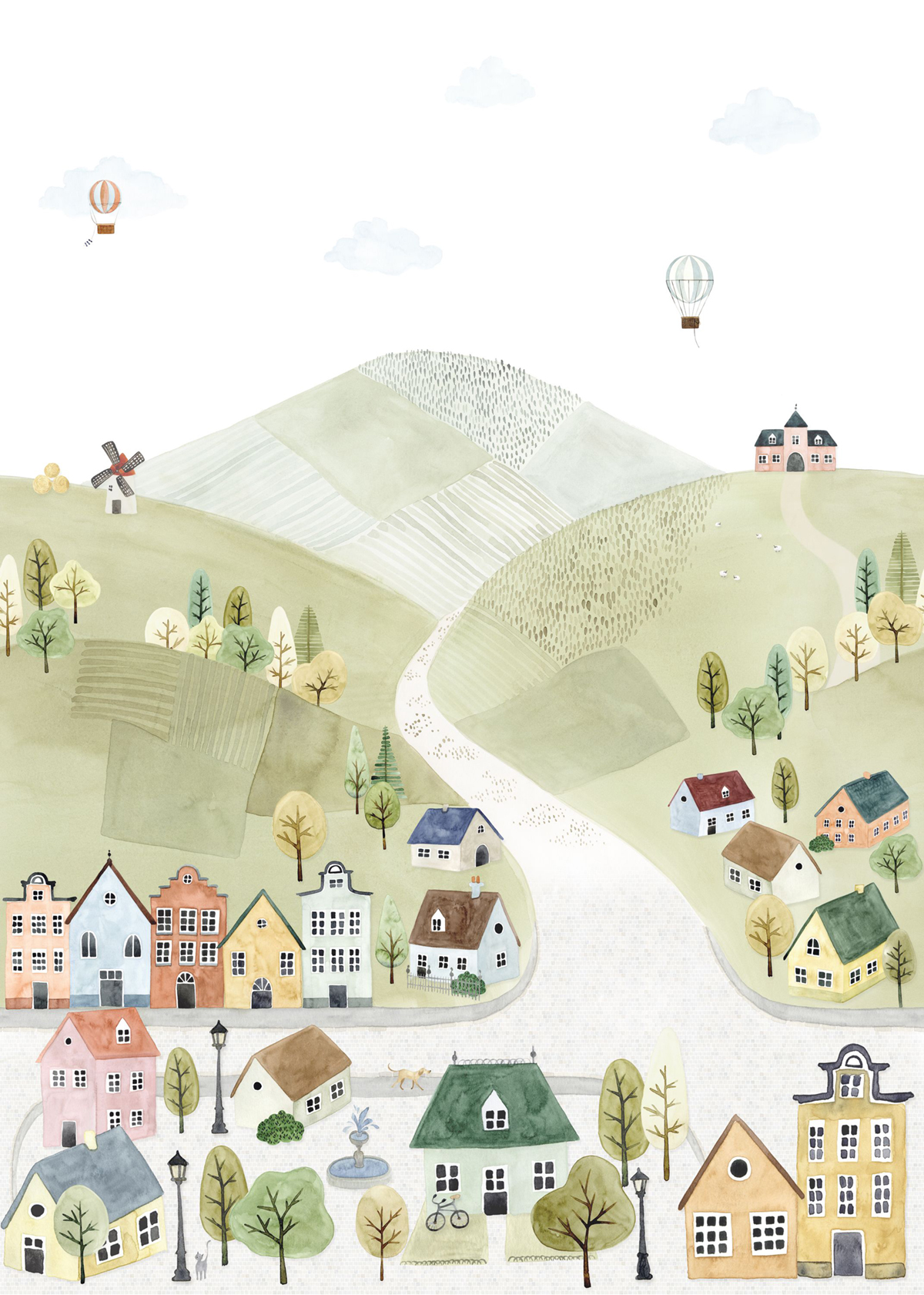 Papier peint panoramique Maison Welcome to the Village M multicolore 200X280 - Once Upon A Time 2 de Casadéco | Réf. OUTD200713603