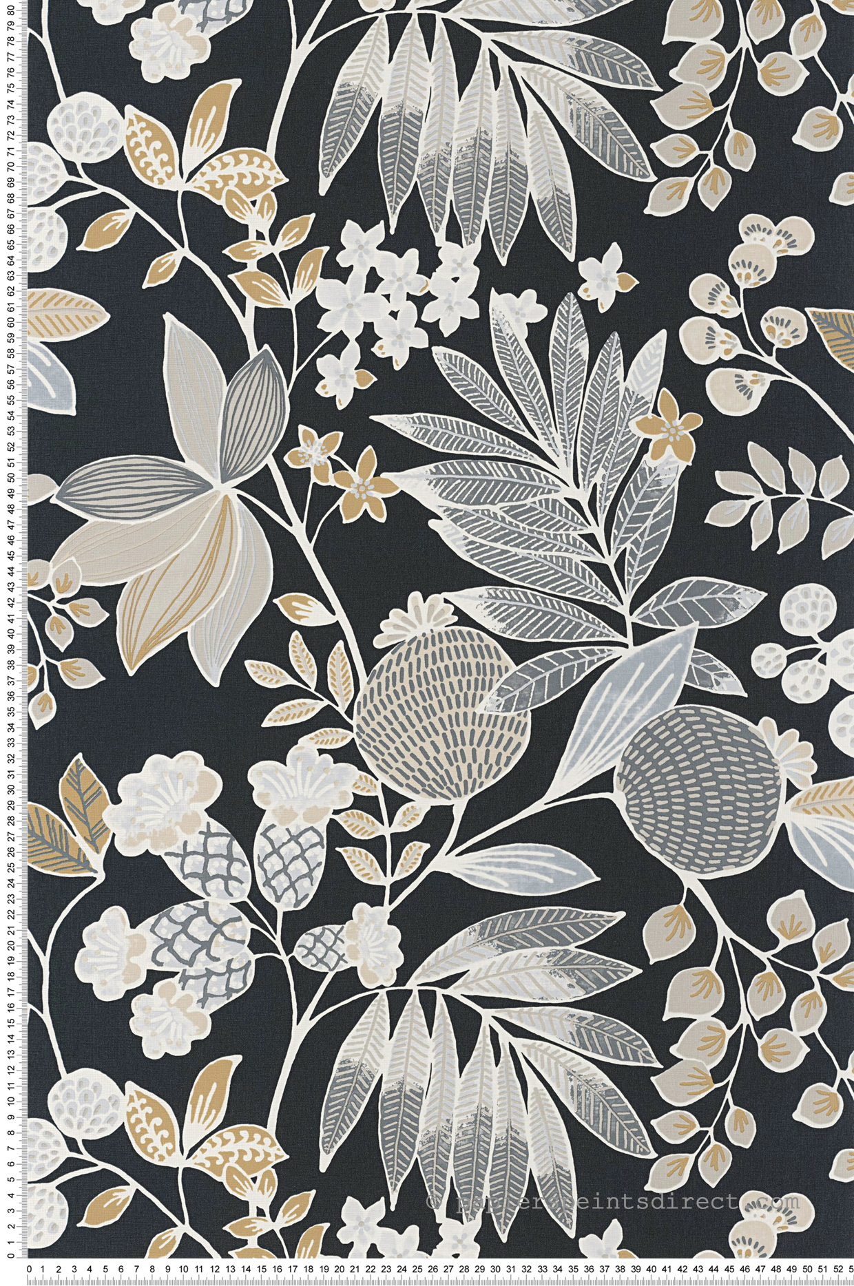 Papier peint Feuillage Palm Springs noir beige - California de Casadéco | Réf. CALF88809696