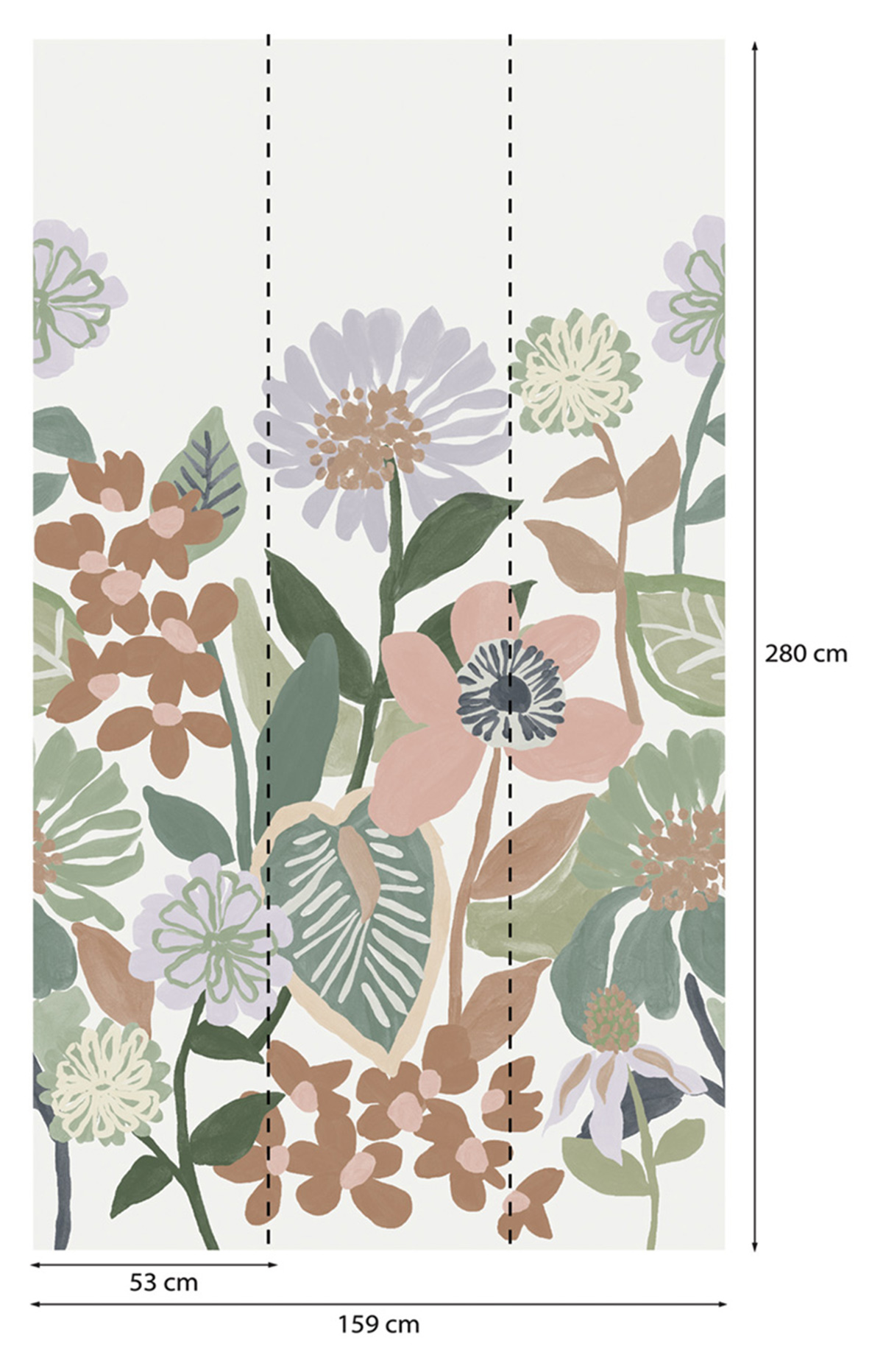 Papier peint Panoramique Fleurs Peintes rose mauve - Poésie de Lutèce AMB1 | Réf. LTC-51252503