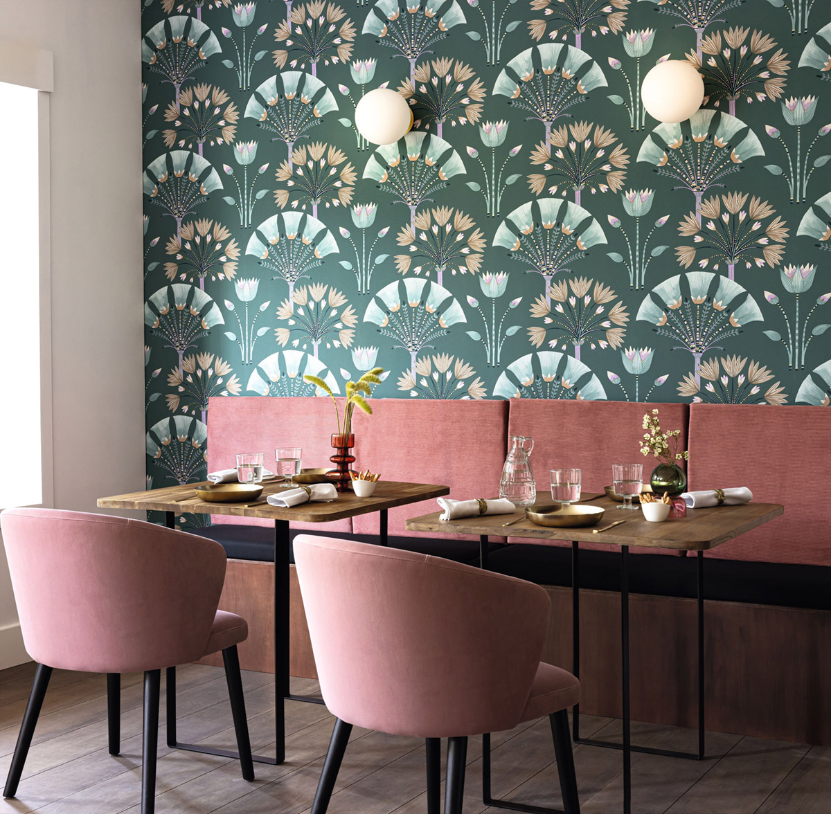 Papier peint Fleur Design Majestic vert émeraude doré - Elégance de Casélio | Réf. ELC105277120