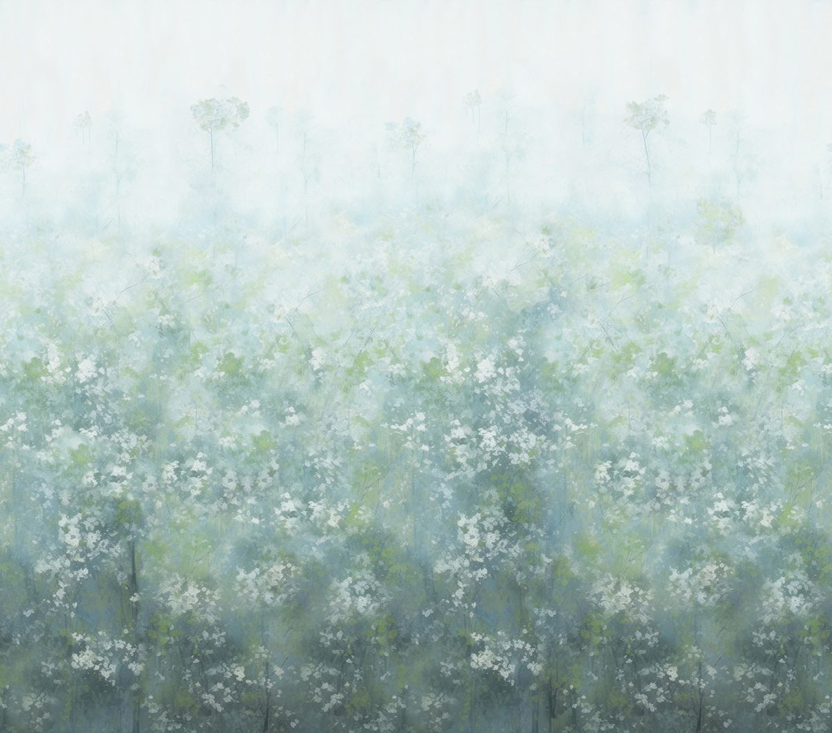 Papier peint panoramique Feuillage Abstrait Bloom bleu canard - Panorama 2 de Lutèce | Réf. LTC-PAN1731C