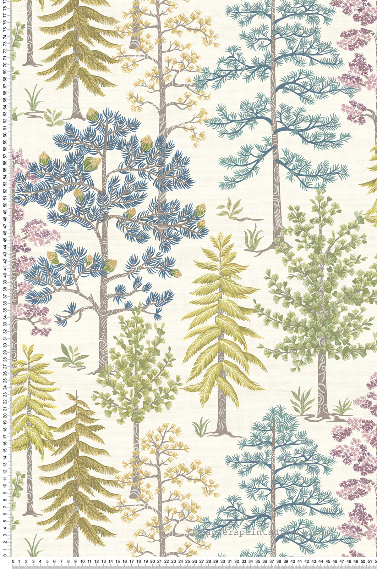 Papier peint Arbre Fruitier Vana bleu - Ananda d'Osborne & Little | Réf. OSB-W8030-03