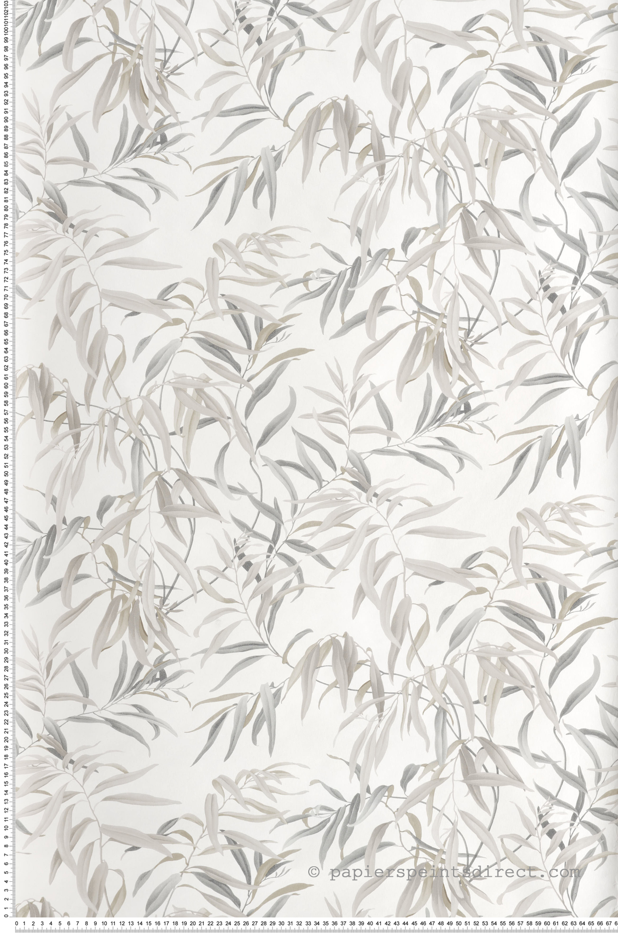 Papier peint Branchage Bambou gris beige - Greenhouse de York (Initiales) | Réf. INI-GO8243