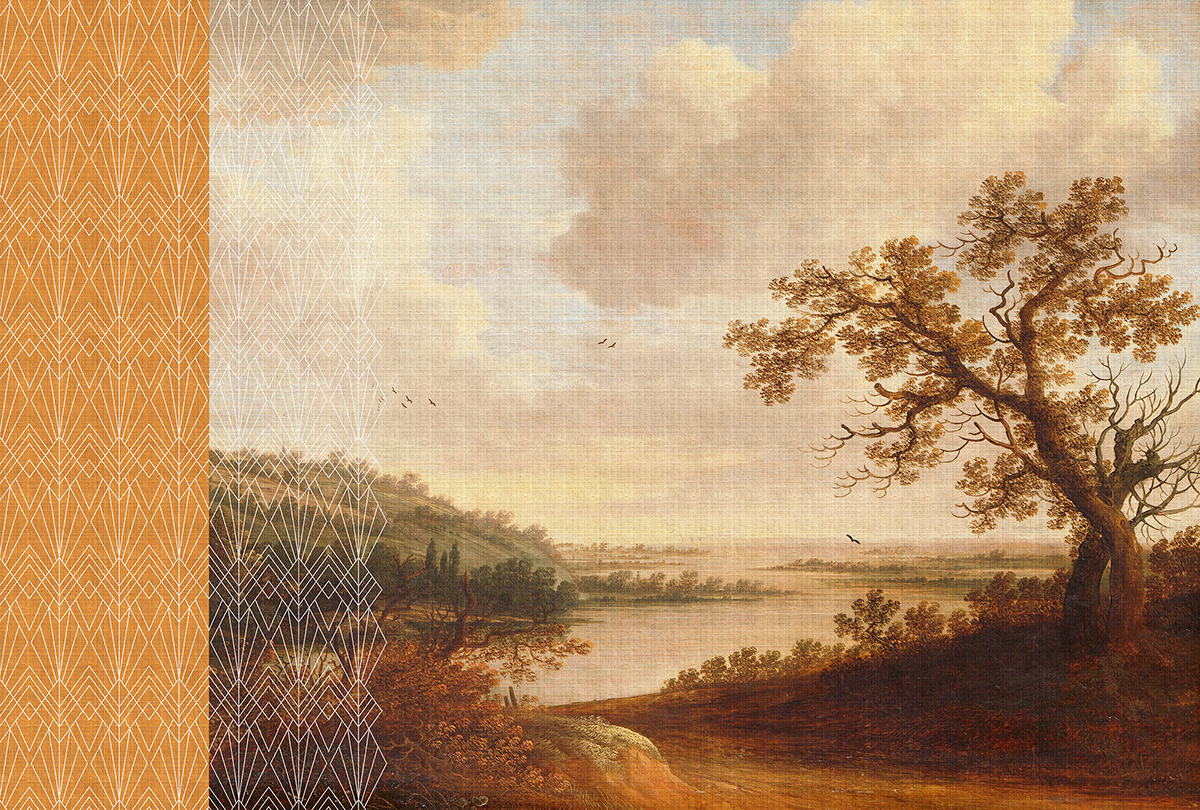 Papier peint panoramique Paysage Cortina 1 orange - Référence DD122148 - Intissé 200g/m2 - 400 x 270 cm