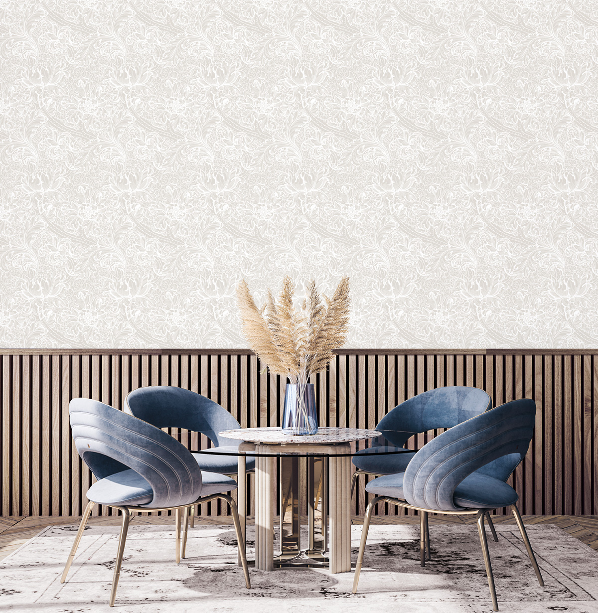 Papier peint Fleur Renaissance Baroque beige - The Wall Llewelyn-Bowen de Lutèce | Réf. LTC-LB25143