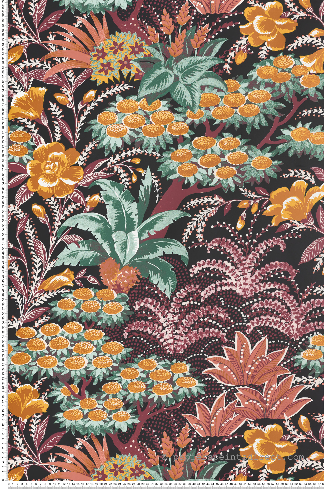 Papier peint Arbre et Feuillage Alba noir - Eté Indien de Casamance | Réf. CAS-75080406