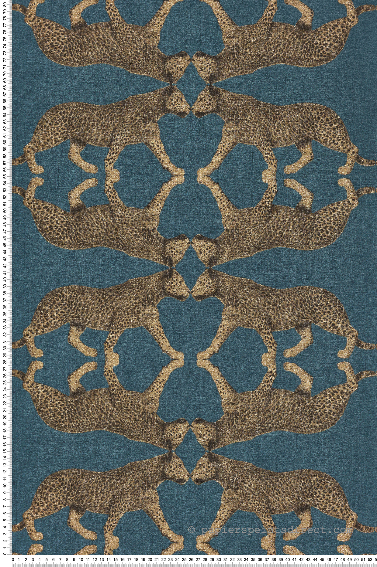 Papier peint Léopard Miroir bleu pétrole doré - Shamal de Montecolino | Réf. MC-NHW1034