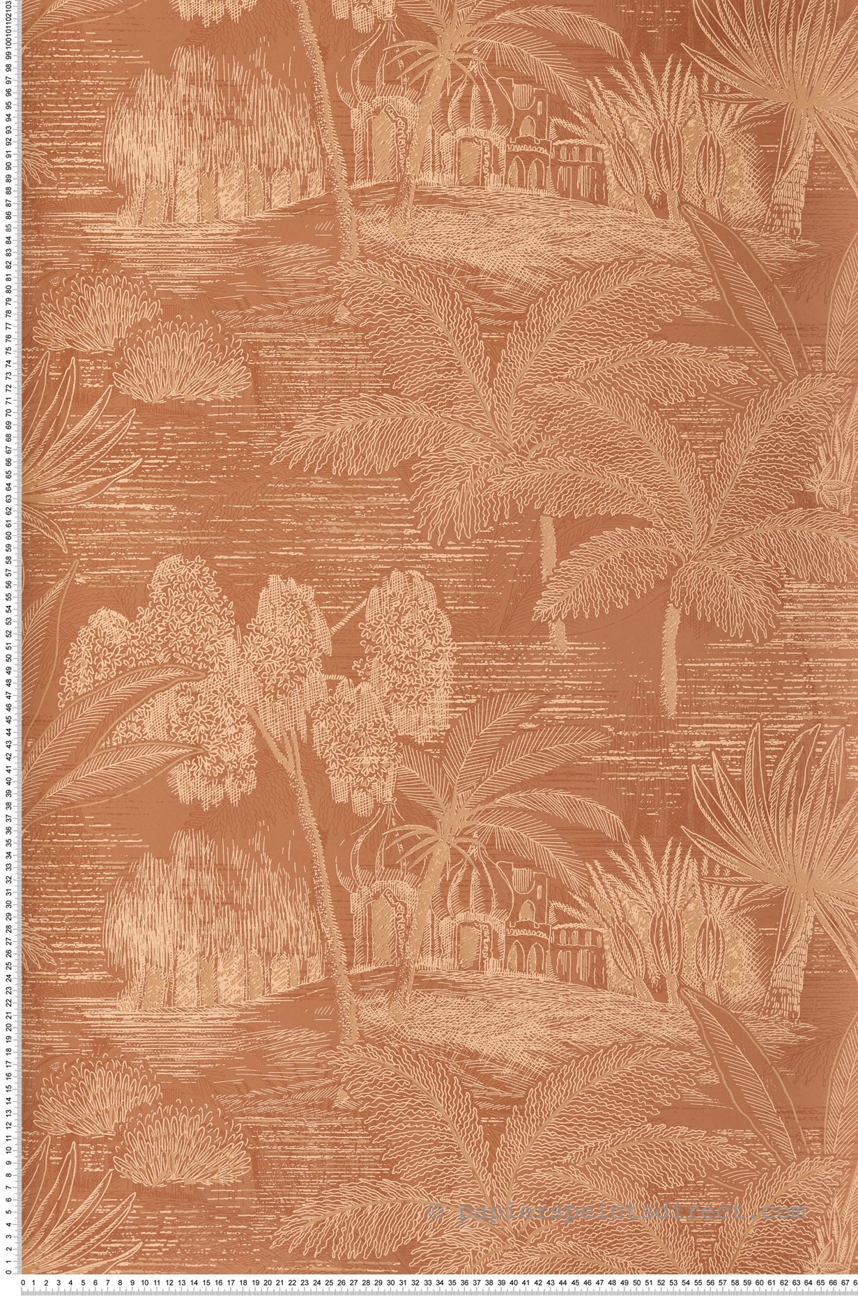 Papier peint Temple Palmier Baharia terre de sienne - Bord Du Nil de Casamance | Réf. CAS-76140916