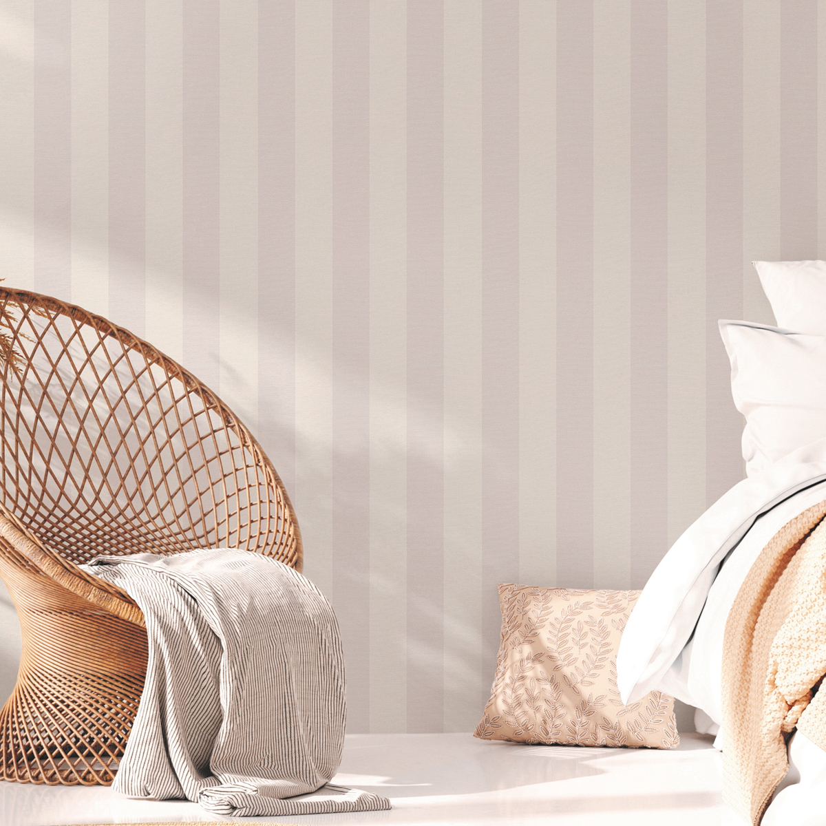 Papier peint Rayure Large gris clair - Natural Living d'A.S. Création AMB2 | Réf. AS-386653