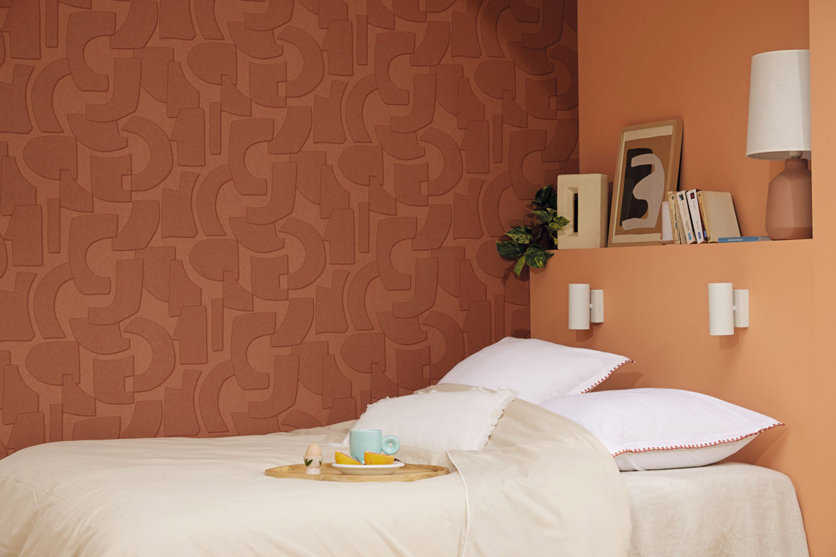 Papier peint Géométrie Effet Volume terre de sienne - Origine de Casélio AMB2| Réf. OGN106058009