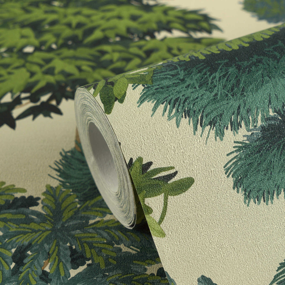 Papier peint Arbre Forêt Pinede beige vert - Cuba 2 d'A.S. Création ROLL | Réf. AS-791611