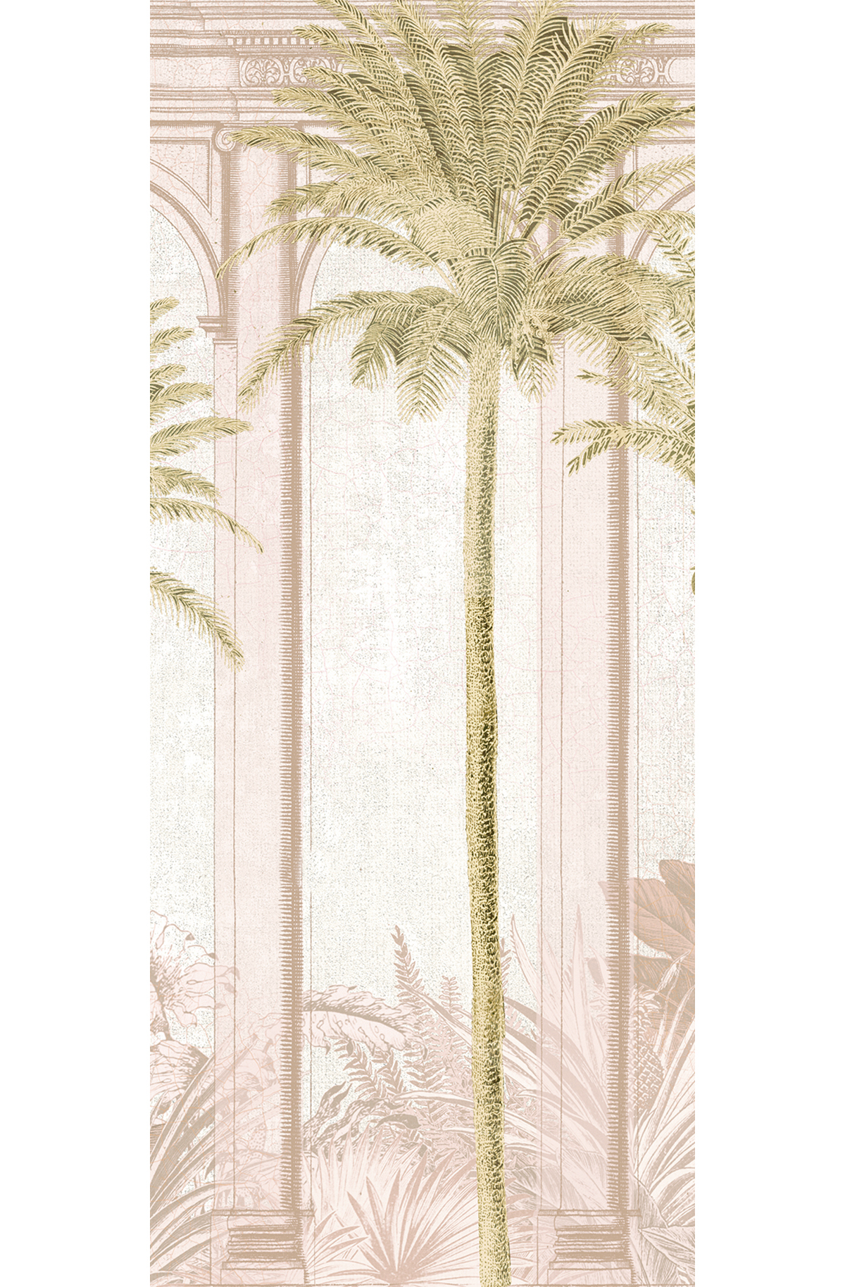Papier peint panoramique Arcade Palmier Habana rose kaki - B H300 - Havana de Masureel | Réf. MAS-DGHAV1032