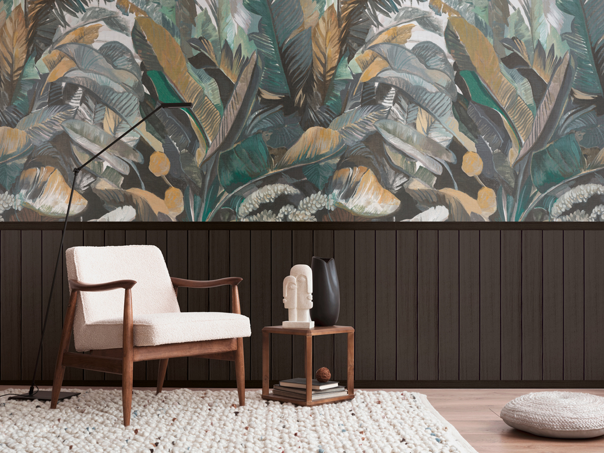 Papier peint panoramique Bananier Soubassement moutarde - Wallpanel d'A.S. Création | Réf. AS-398091