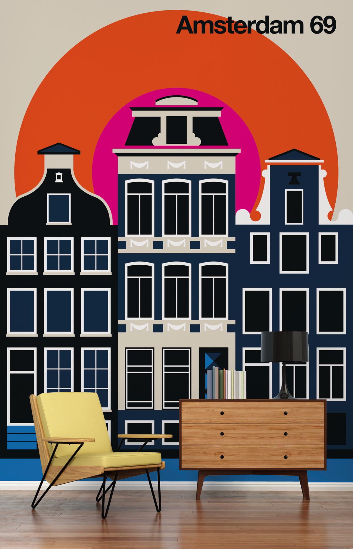 Papier peint panoramique Retro Pop Amsterdam 69 - Référence DD120093 - Intissé 200g/m2 - Standard 200 x 270