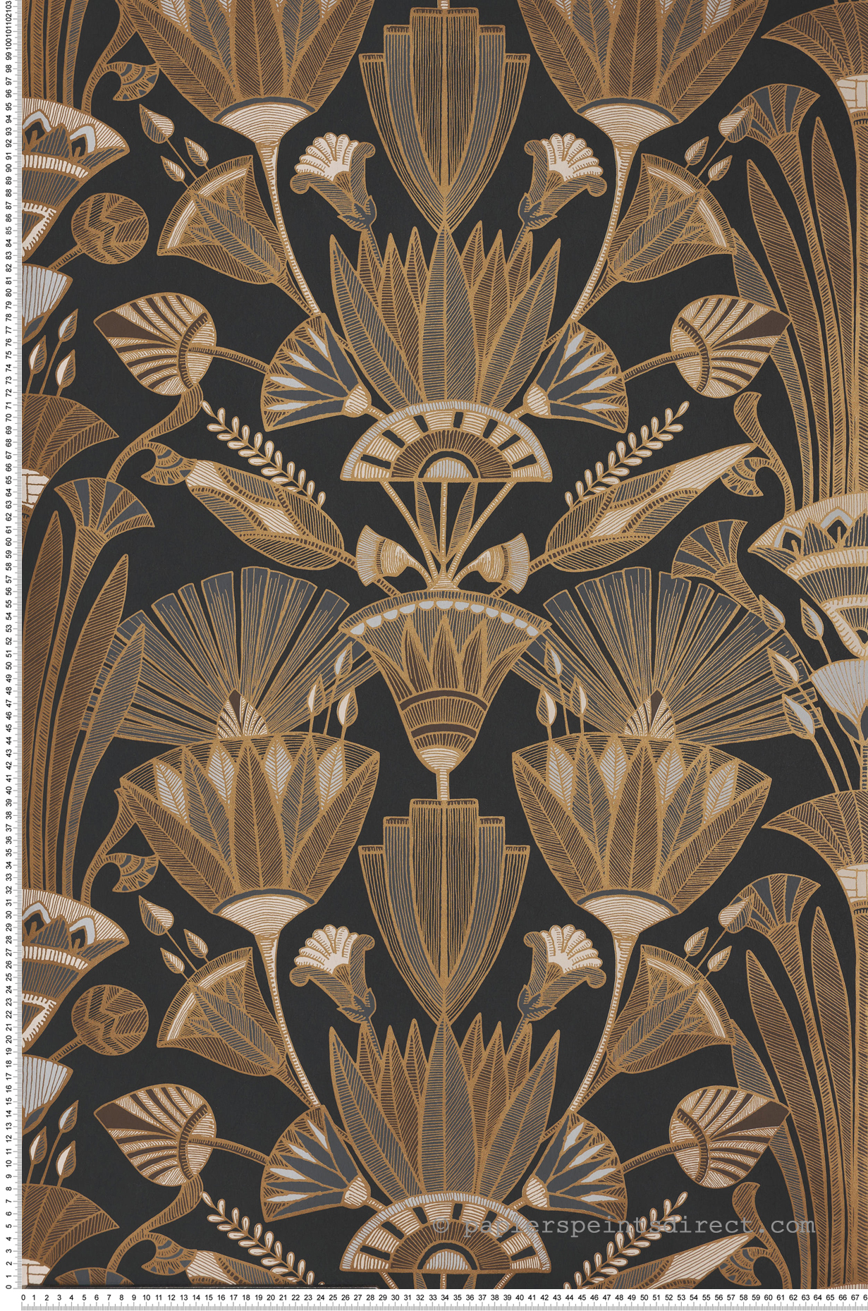 Papier peint Egypte Denderah noir doré - Bord Du Nil de Casamance | Réf. CAS-76130610