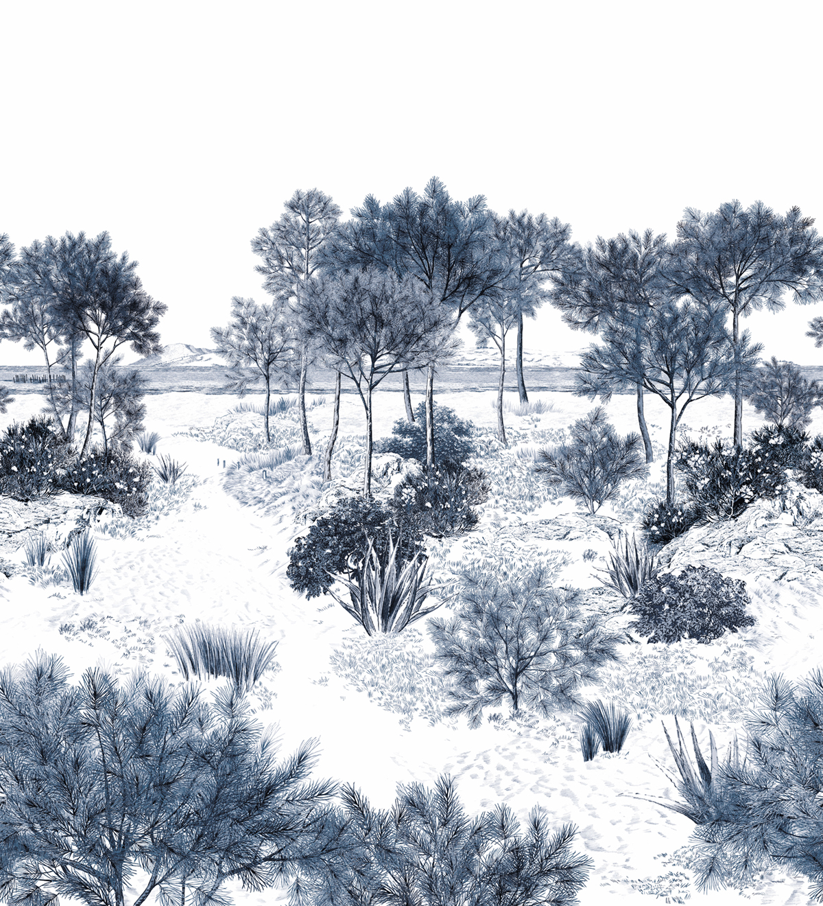 Papier peint panoramique Dune Bleu A+B - 1/2/3/4/5/6 - Isidore Leroy