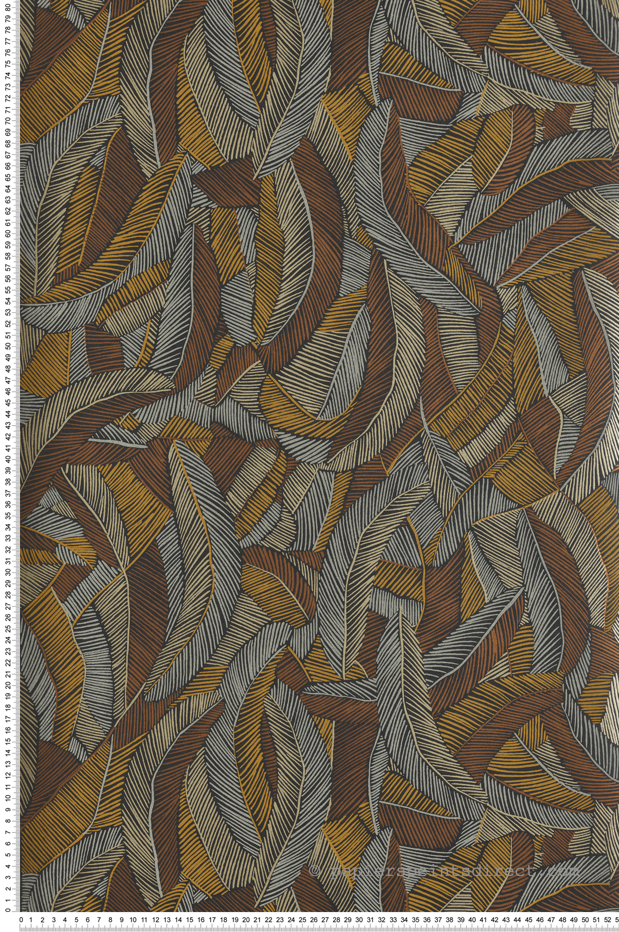 Papier peint Feuille Pennas moutarde métallisé - Romance de Masureel | Réf. MAS-ROM202