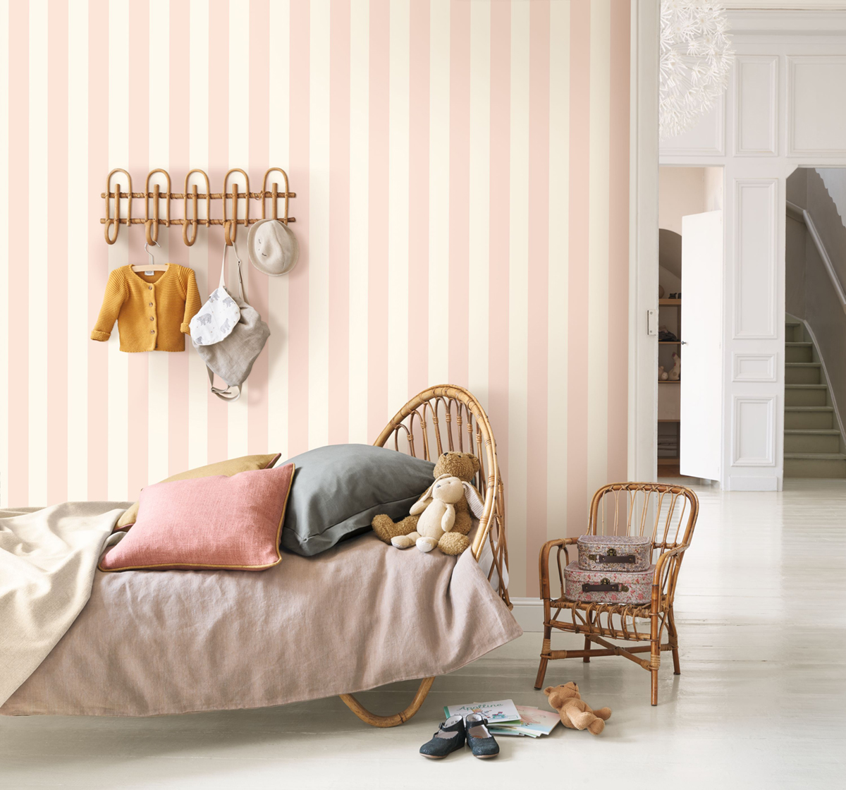 Papier peint Petite Rayure Baltic rose - Les Rayures de Casadéco | Réf. RAYS29254582