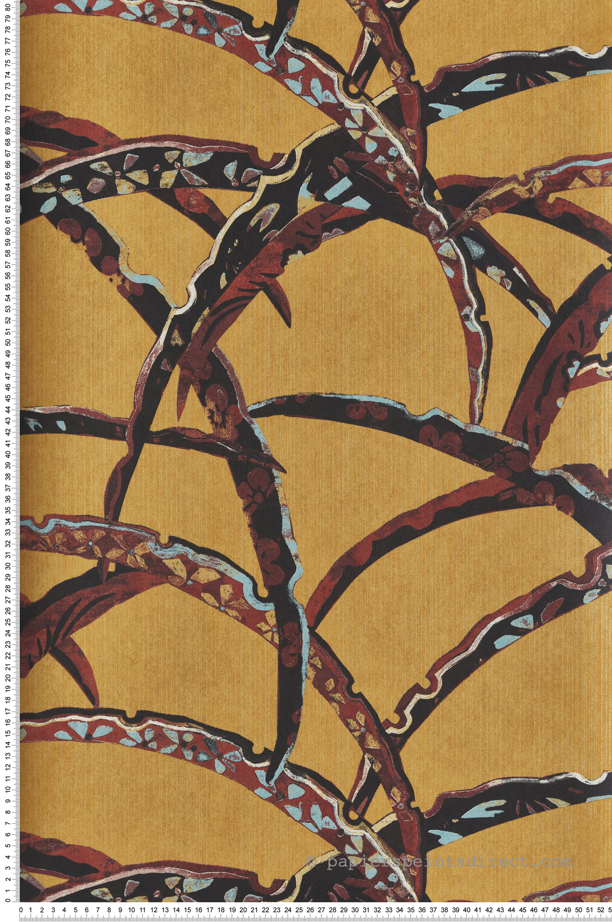 Papier peint Branche Kimono Daika moutarde - Kimono de Masureel | Réf. MAS-KIM502