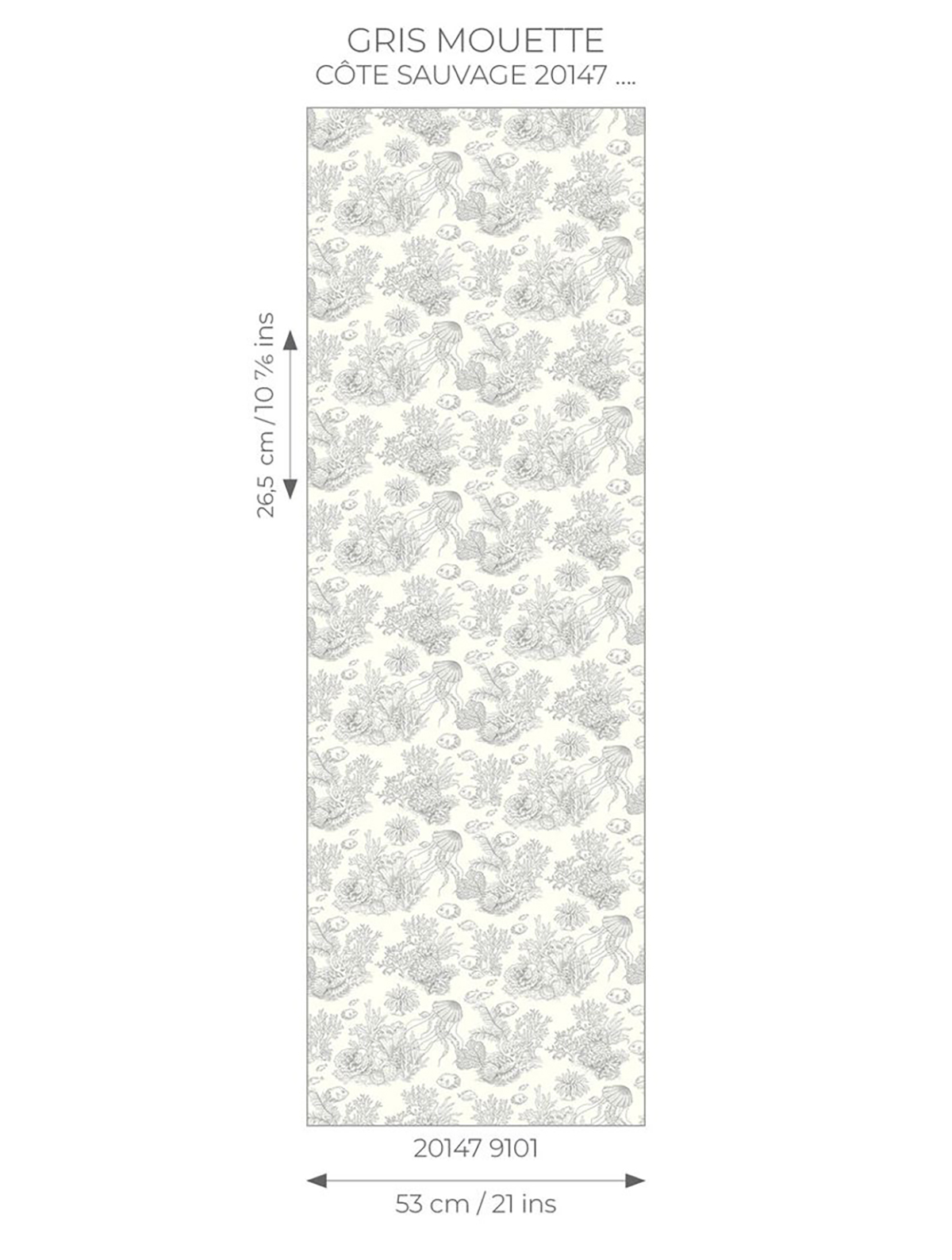 Papier peint Toile de Jouy Marin Côte Sauvage gris - Seaside de Casadéco AMB7 | Réf. SEAS201479101