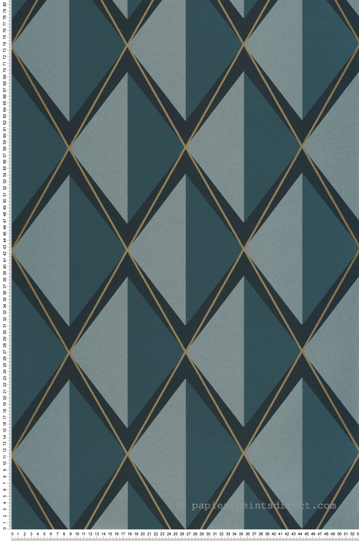 Papier peint Géométrie 3D Chaplin bleu canard irisé - Années Folles de Casadéco | Réf. ANFO201086515