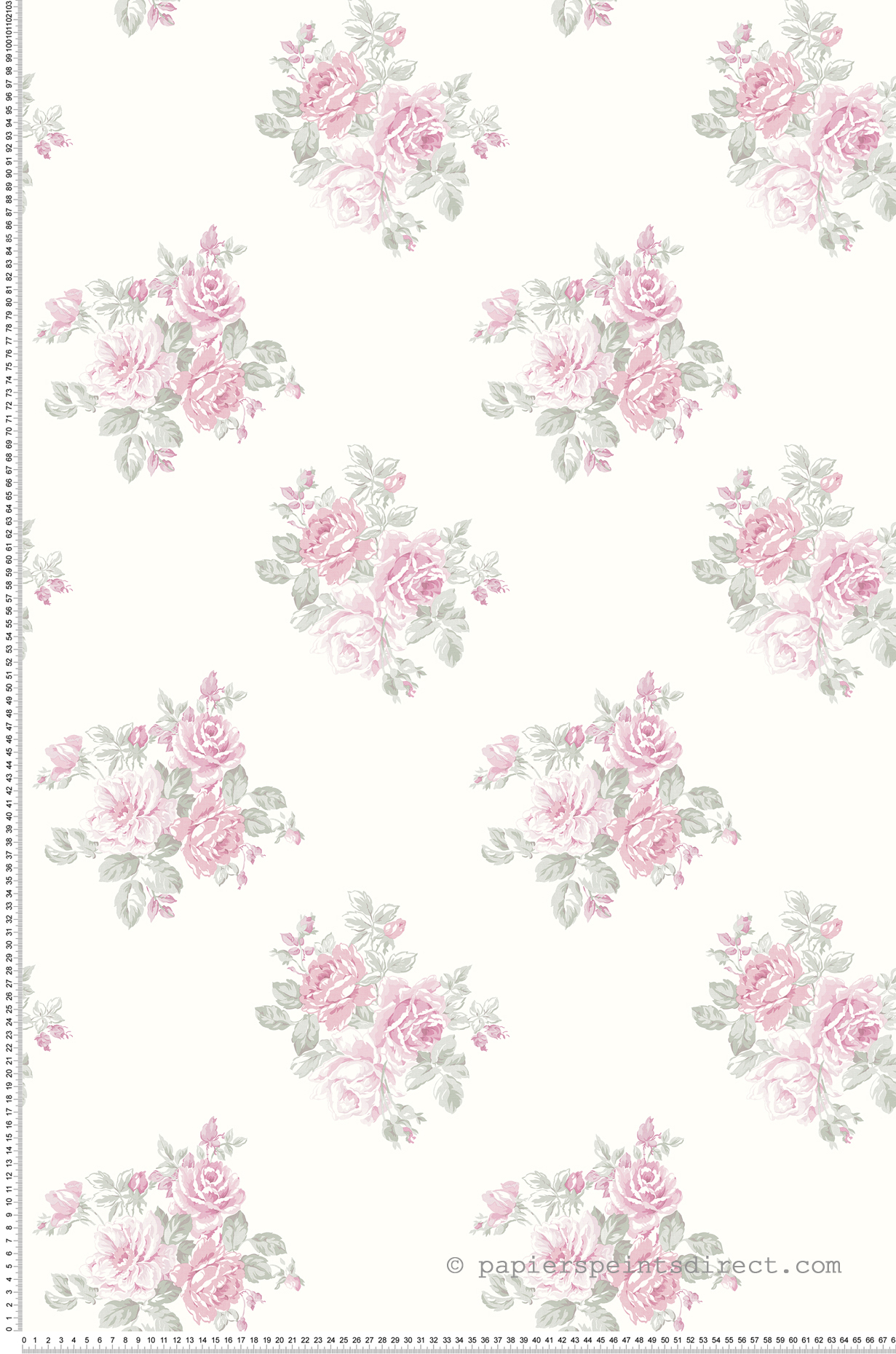 Papier peint Romantique Bouquet Fleuri rose pâle - Alice et Rose de Lutèce | Réf. LTC-VI80011