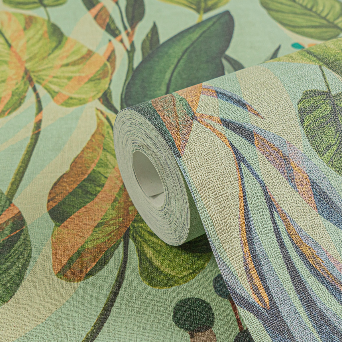 Papier peint Palmes Exotiques vert doux - Anna D'Andrea d'A.S. Création AMB4| Réf. AS-782191