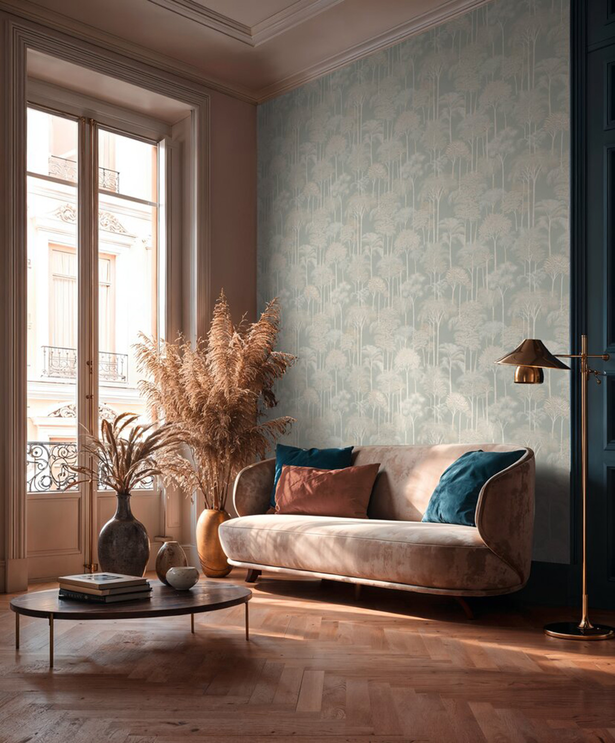 Papier peint Palmeraie Arbre Jungle gris bleu - Cuba 2 d'A.S. Création AMB2 | Réf. AS-791622