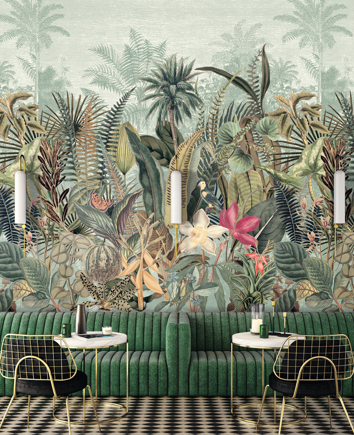 Papier peint Panoramique Jungle Daintree céladon kaki - Panoramas 2 de Casamance | Réf. CAS-75662138