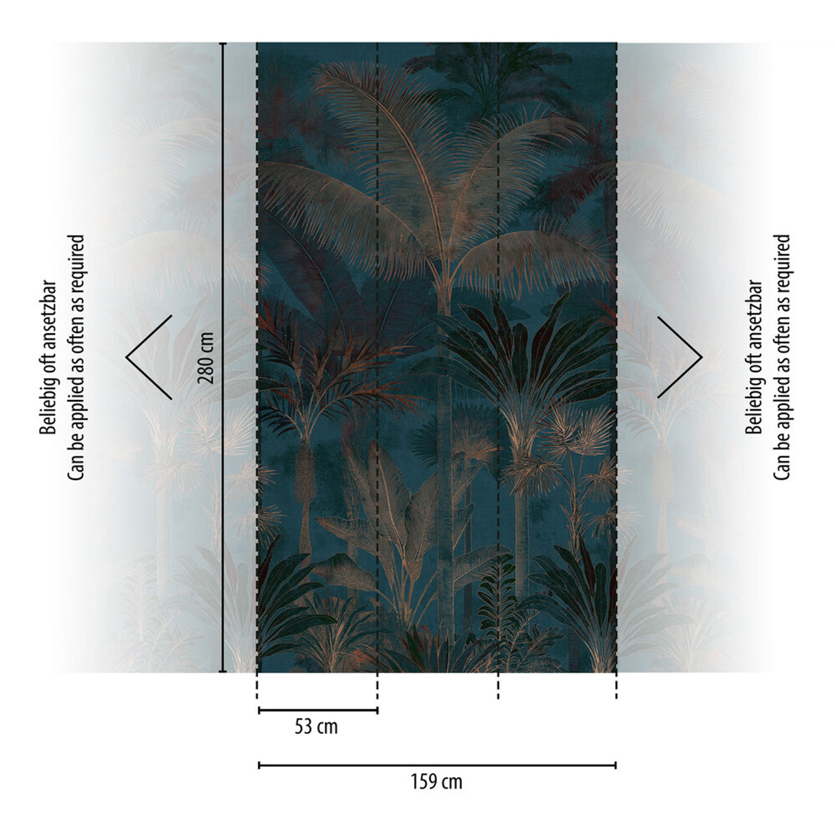 Papier peint panoramique Jungle Palmier bleu - Cuba 2 d'A.S. Création | Réf. AS-761906