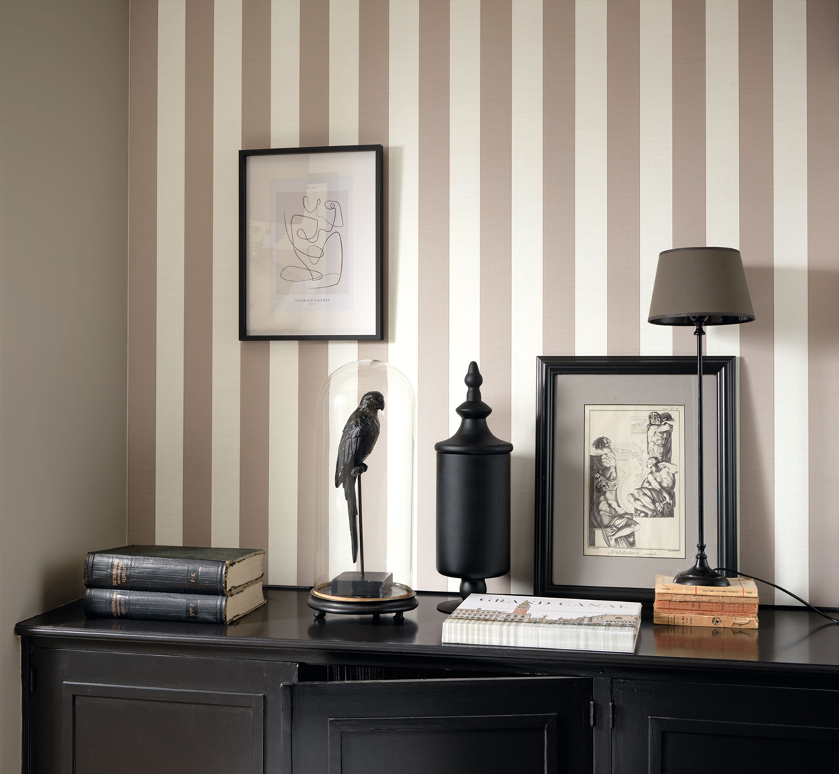 Papier peint Rayure Stripe gris - Five o'clock de Casadeco | Réf. FOCL85831358