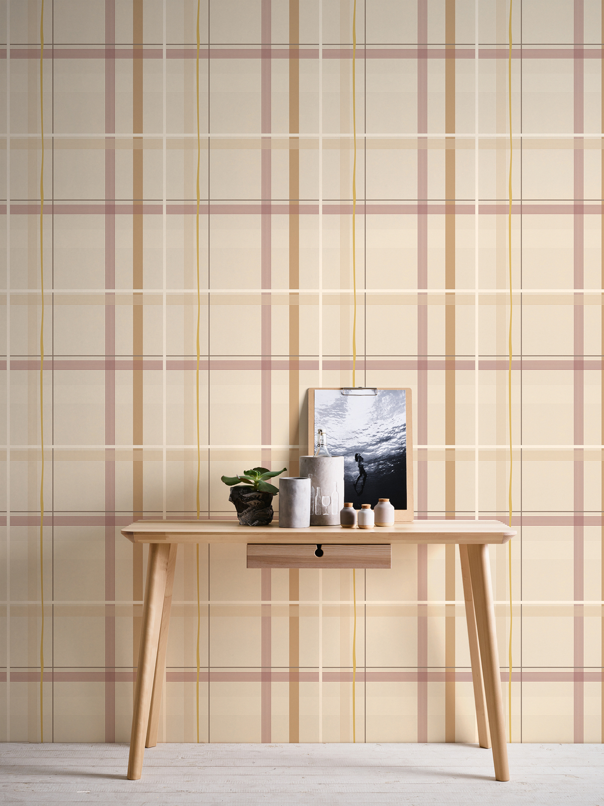 Papier peint Carreaux Ecossais beige - Bensimon 2 de Lutèce AMB2 | Réf. LTC-51200807