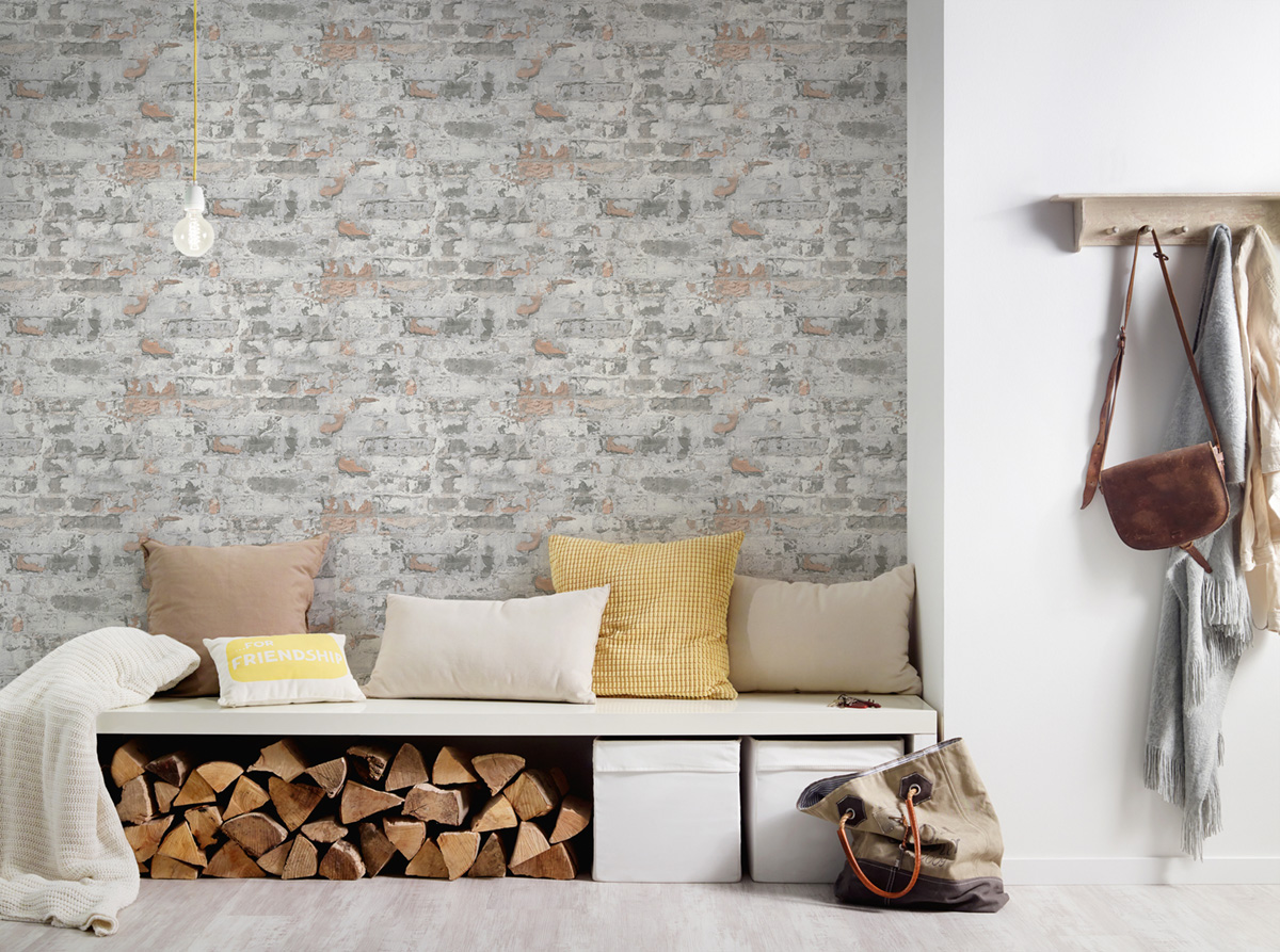 Papier peint Brique Usée brun gris - Elements 2 d'A.S. Création AMB4 | Réf. AS-369292