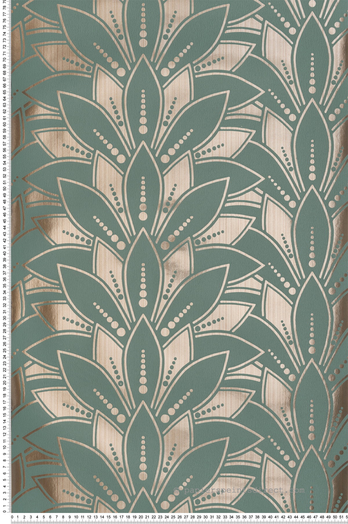 Papier peint Fleurs Lys Foil vert - Elodie 1838 Wallcoverings d'Initiales | Réf. INI-90713905