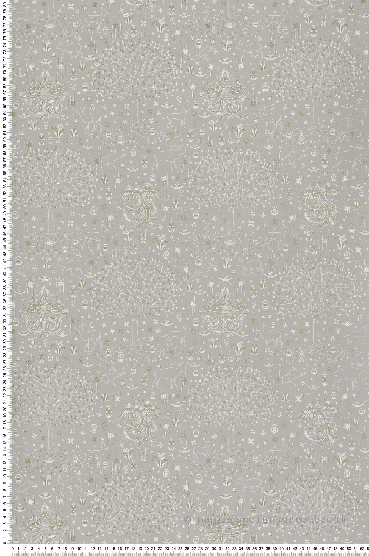 Papier peint Forêt Magic Animaux grège métallisé - Demeures de Montecolino | Réf. MC-650314