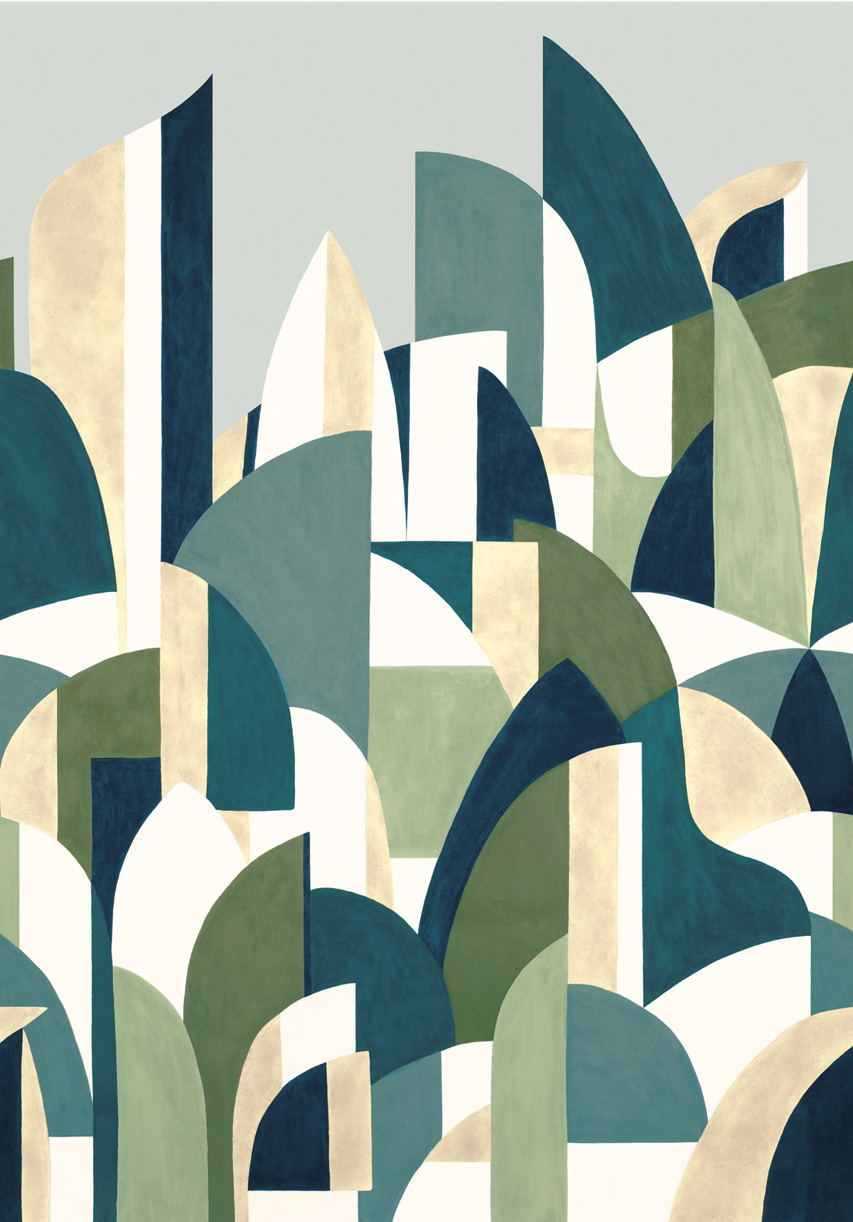 Papier peint panoramique Graphique Pablo vert - Panoramas de Casamance | Réf. CAS-74880610