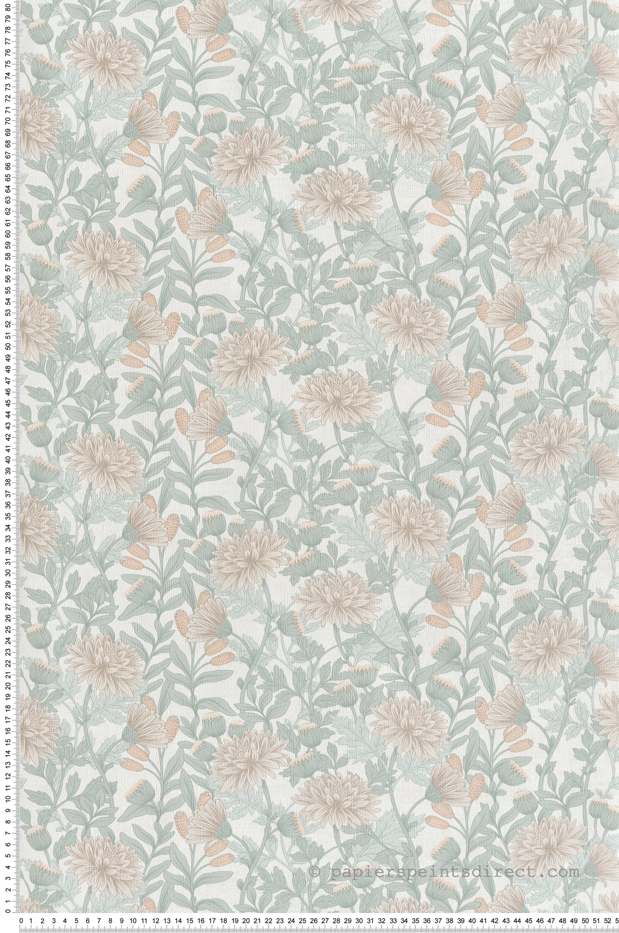 Papier Peint Fleur Oeillets vert de gris rosé - Flora d'Ugépa | Réf. UGP-M88207