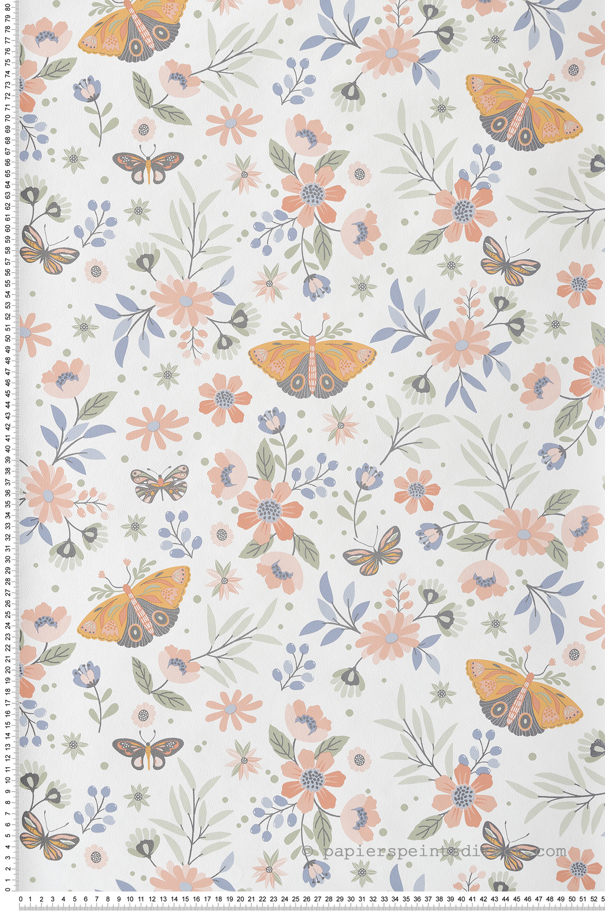 Papier peint Papillons et Fleurs blanc et irisé - La belle histoire d'Ugépa | Réf. UGP-M58105