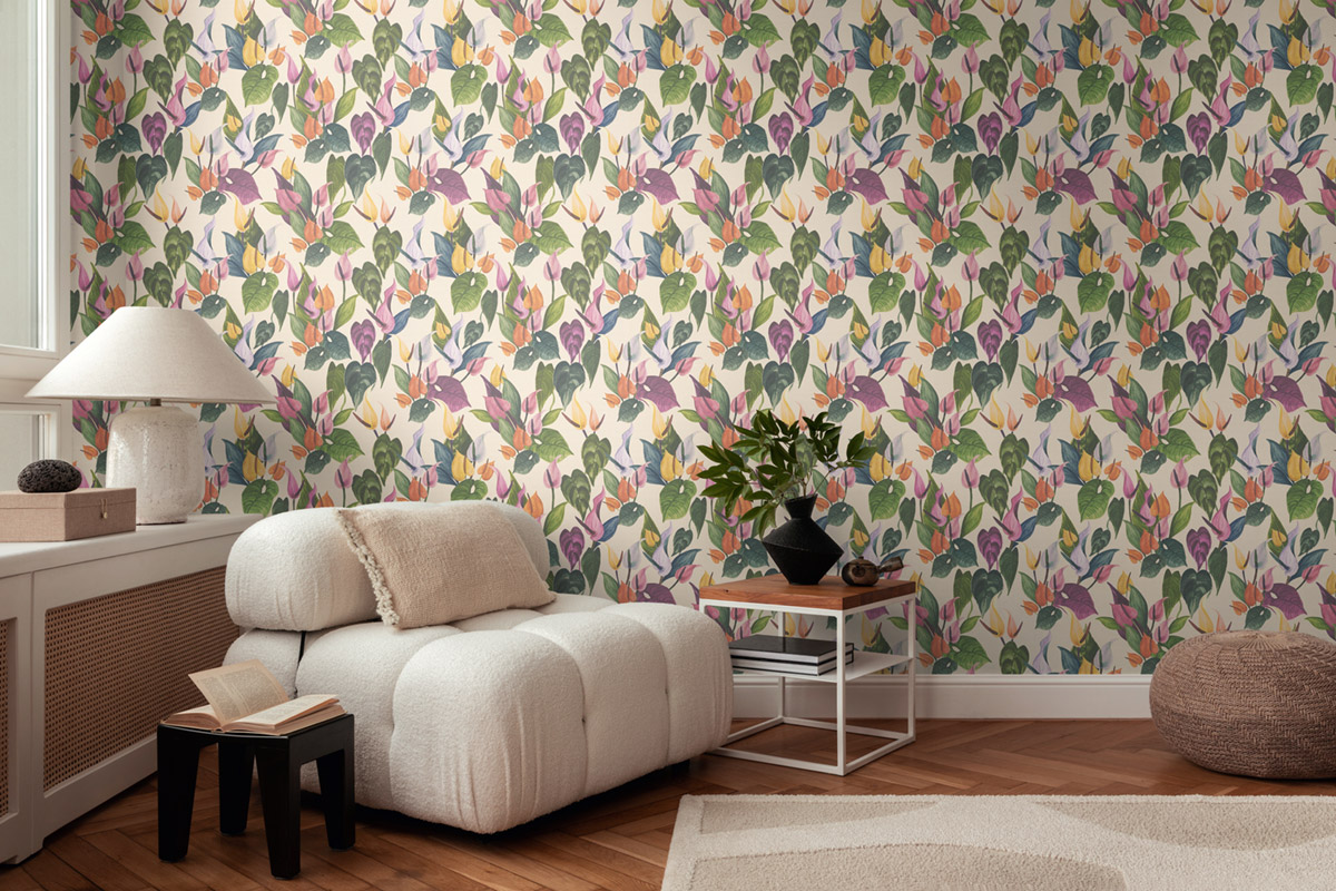 Papier peint Fleurs Anthurium multicouleurs - Anna D'Andrea d'A.S. Création AMB2| Réf. AS-782101