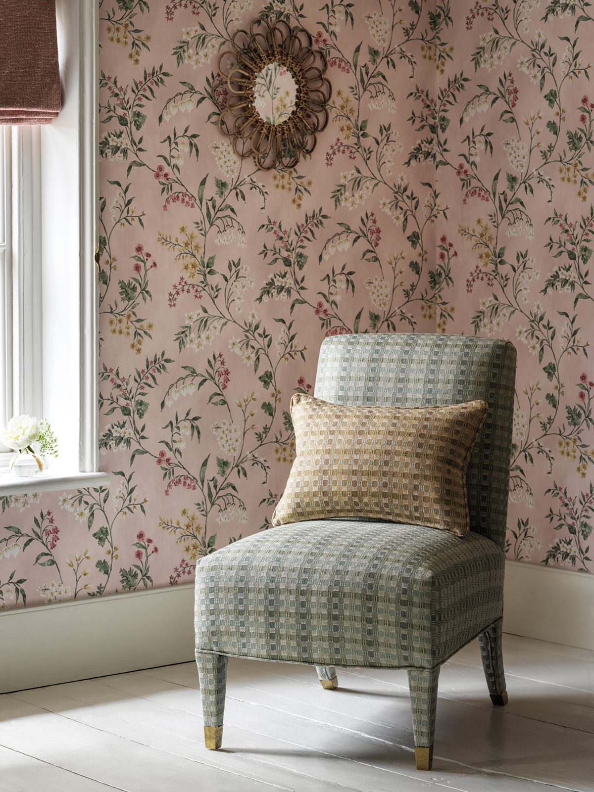 Papier peint Fleurs Almora rose - Signature de Nina Campbell | Réf. OSB-NCW4491-01