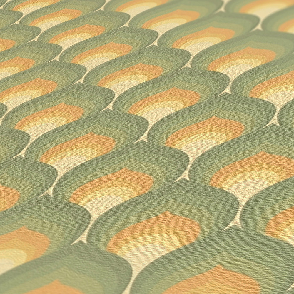 Papier peint Ecailles Vintage vert jaune - Retro Chic d'A.S. Création AMB4 | Réf. AS-395381