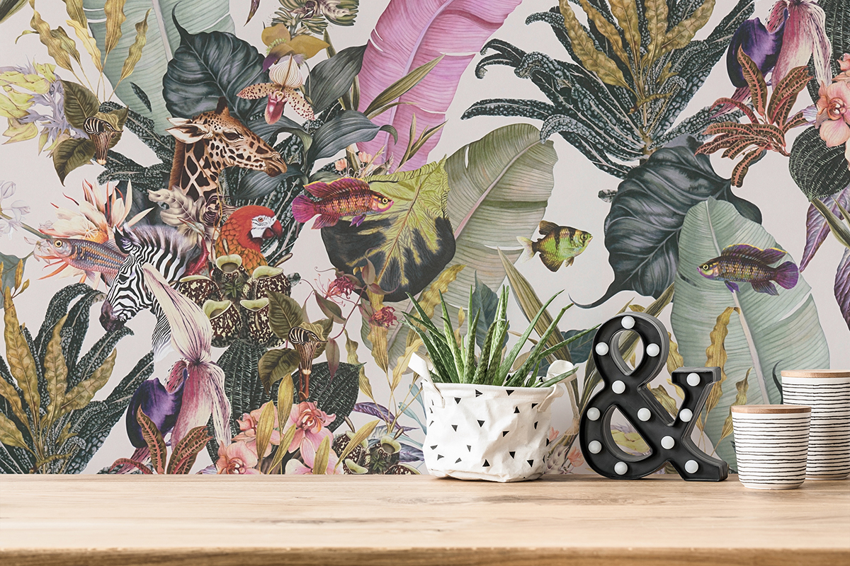 Papier peint Tropical et Animaux blanc - Dream Flowery de Architects Paper | AMB Réf. 38176-3