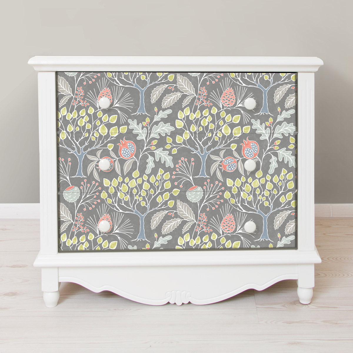 Papier peint adhésif Grenade Fruit Folklore gris - Les Adhésifs de Lutèce AMB2| Réf. LTC-NU3039