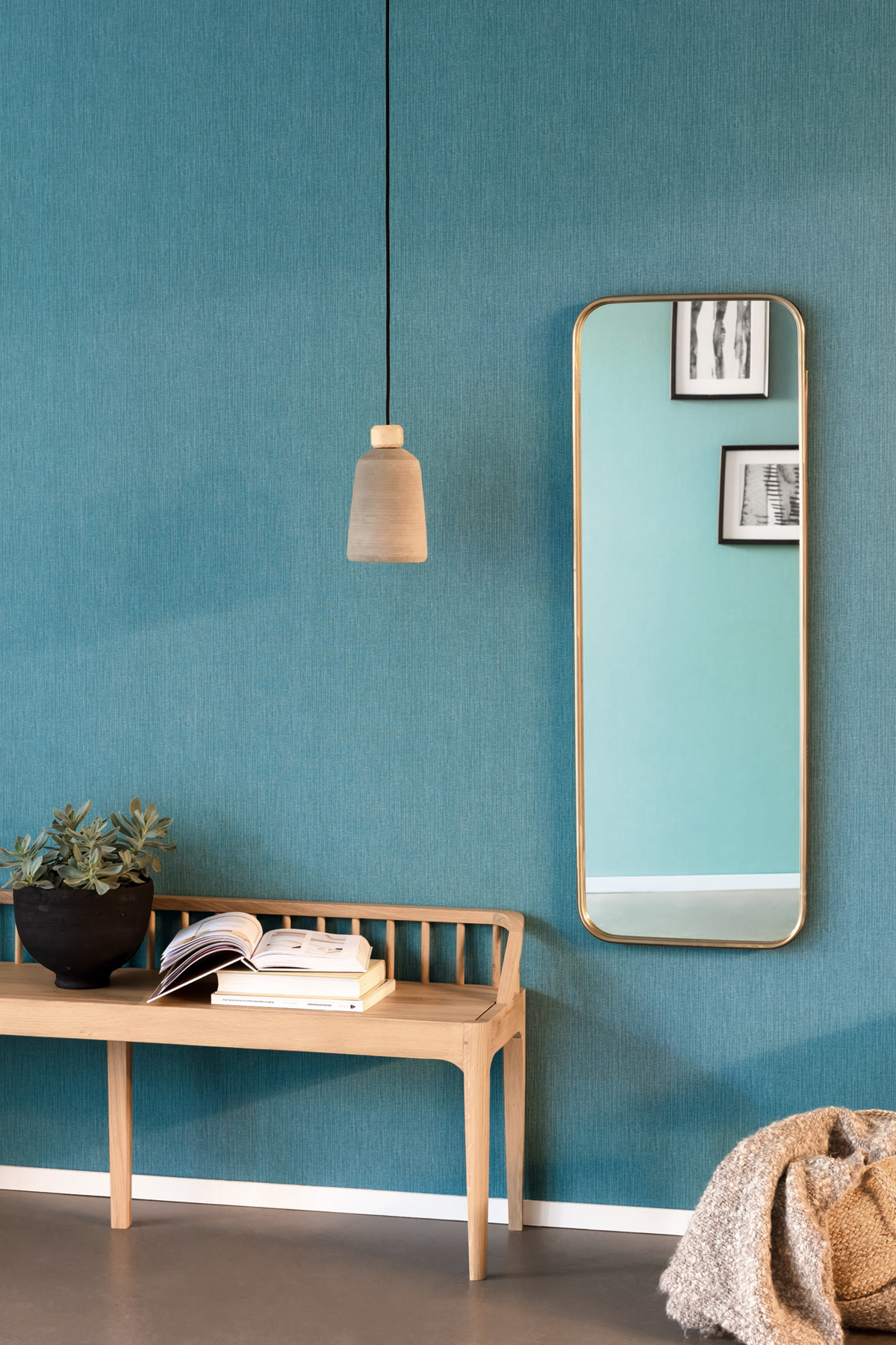 Papier peint Uni Natté Bleu-vert - Natté de Casélio AMB2 | Réf. NAE101566247