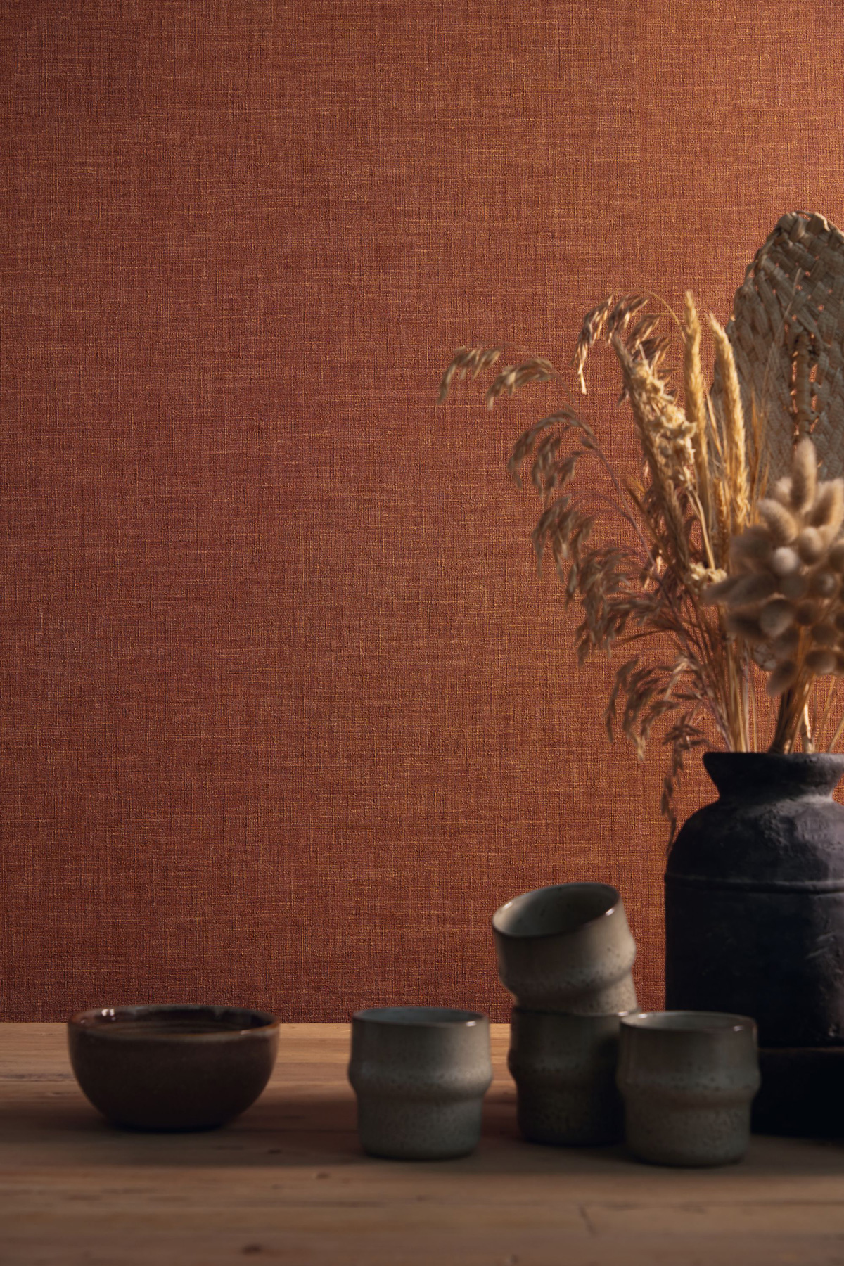 Papier peint Lin Shinok terracotta - Le Lin 3 de Casamance AMB3 | Réf. CAS-F73818548