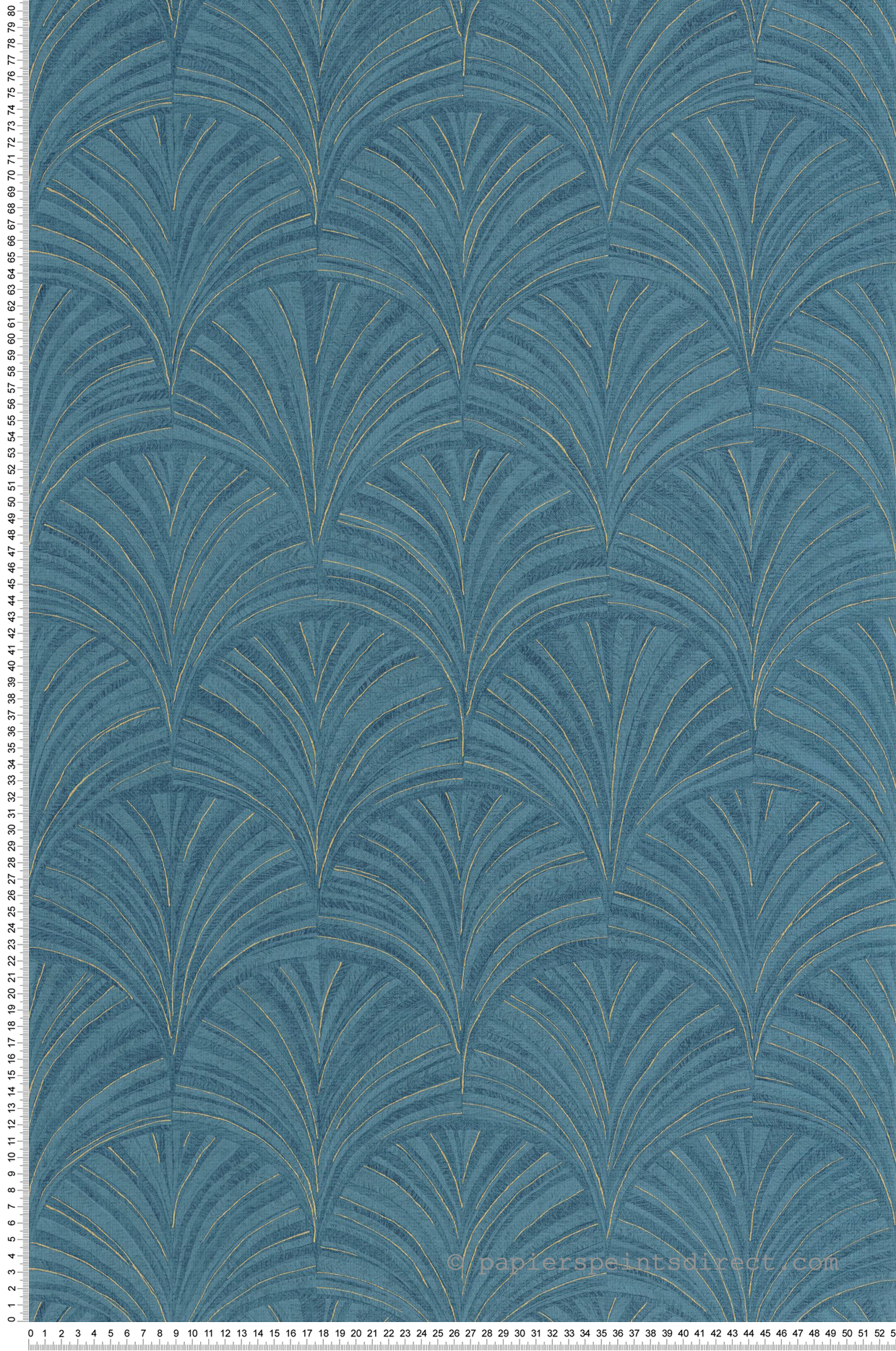 Papier peint Art Déco Vibration bleu doré - Symphony de Casélio | Réf. SYM107036350